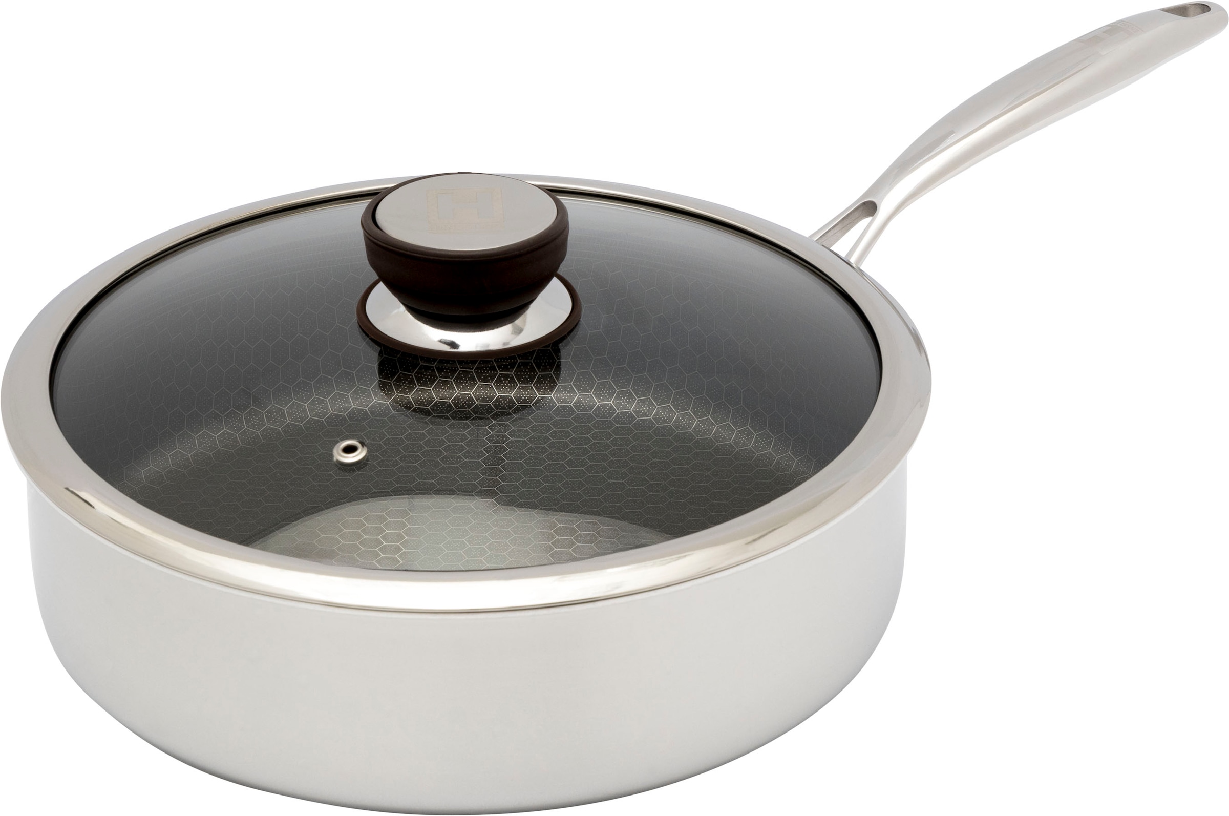 Hensslers Schmorpfanne Edelstahl 3-Schicht Material in grau, Größe Ø 26 cm + Höhe 8 cm