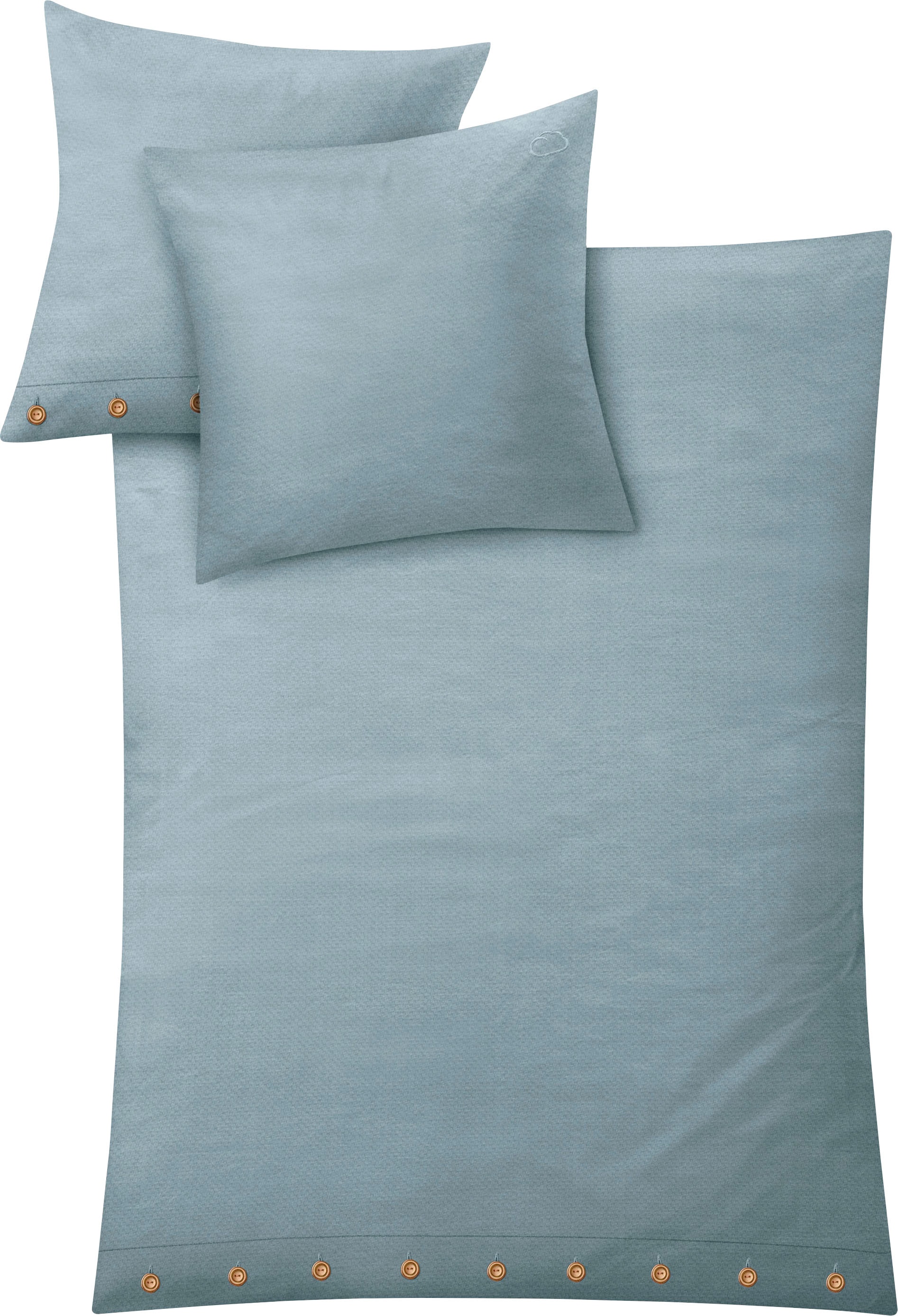 Bettwäsche KLEINE WOLKE "Leinna", blau, B/L: 155cm x 220cm, 1 Stk., 1 Stk., Leinen, B/L: 80cm x 80cm, 2 Stk.