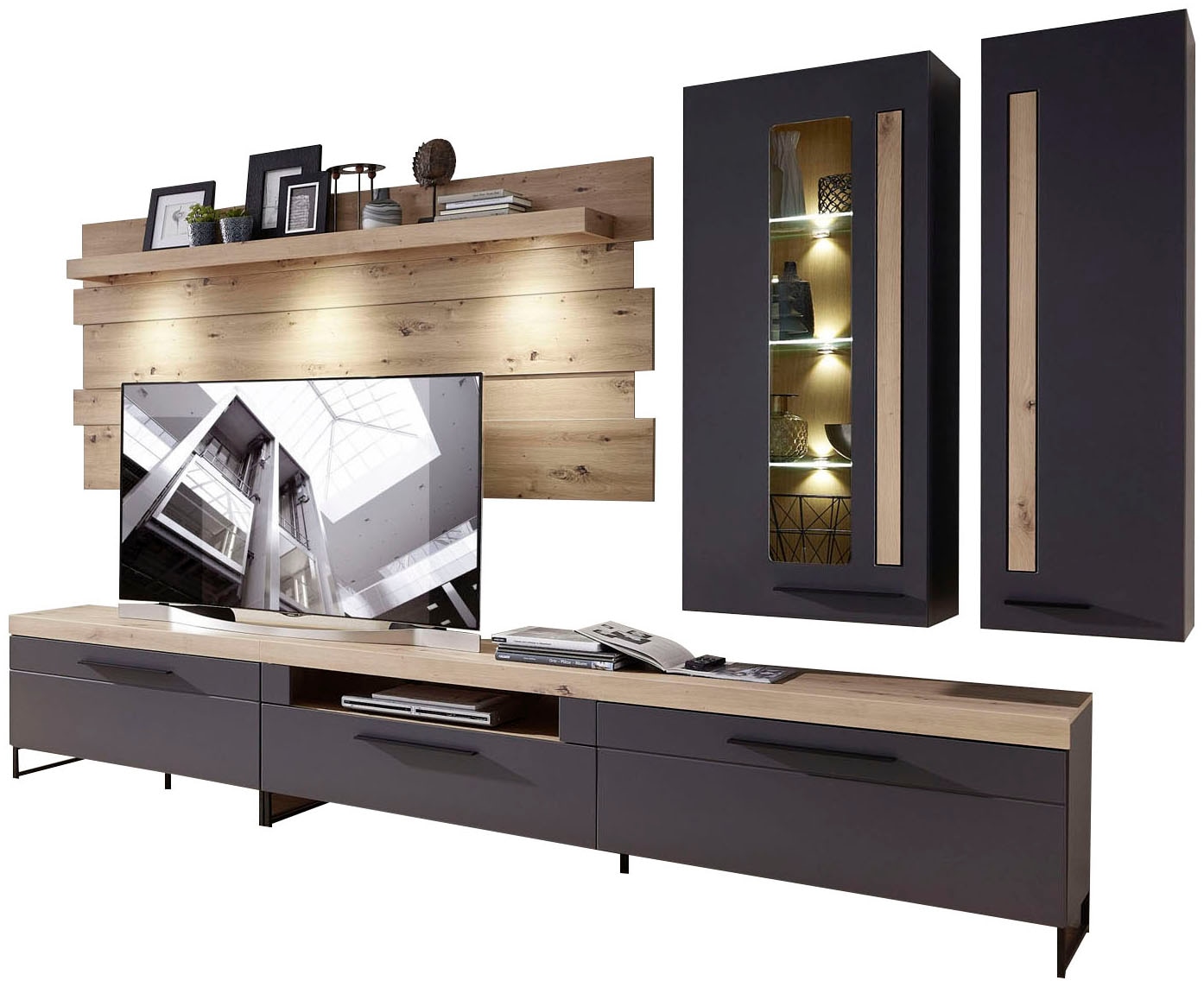 Wohnwand »Loft Two, TOPSELLER!«, (5 St., TV-Wand), inkl. LED-Beleuchtung