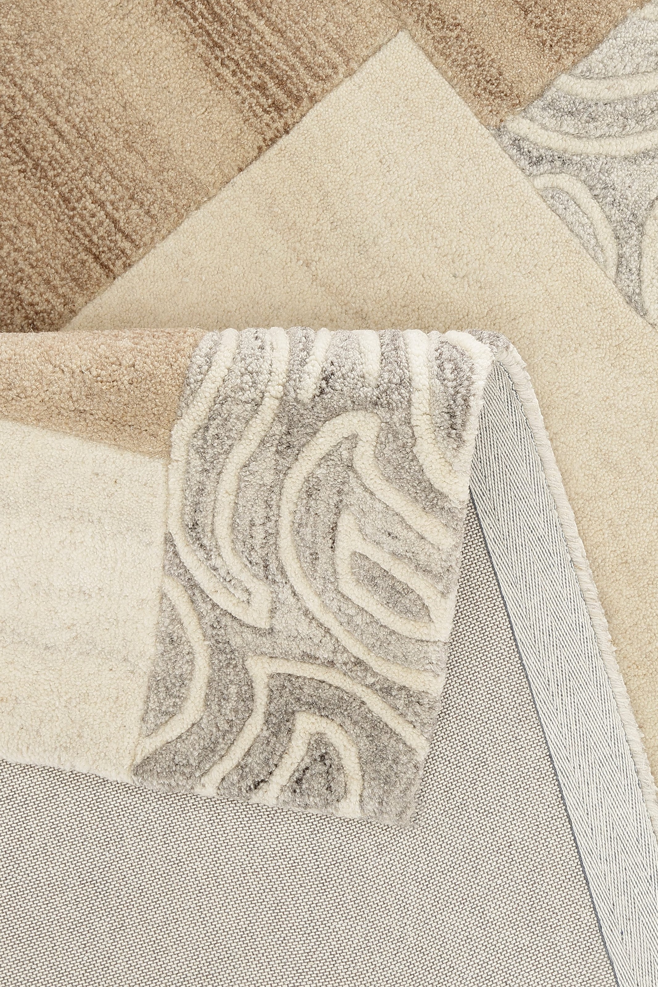 THEKO Wollteppich »Lola, Wolle, handgearbeitet, Patchwork Design, handgetuftet«, rechteckig, 12 mm Höhe, Wohnzimmer, Schlafzimmer, Esszimmer, auch als Läufer und rund