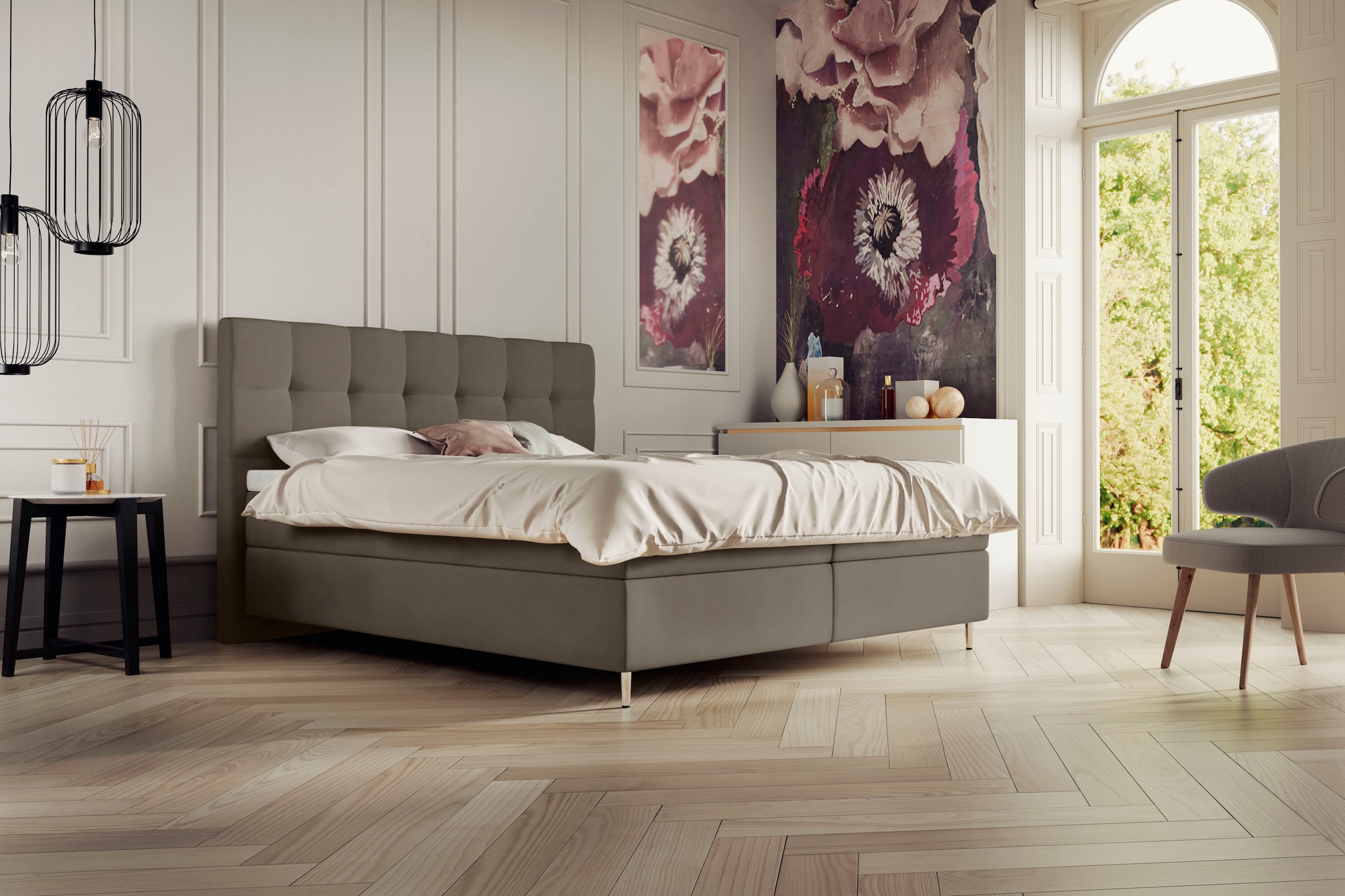 Schlaraffia Boxspringbett »Aida«, inklusive GELTEX®-Topper, Metallfuß in chrome, mit niedrigem Kopfteil