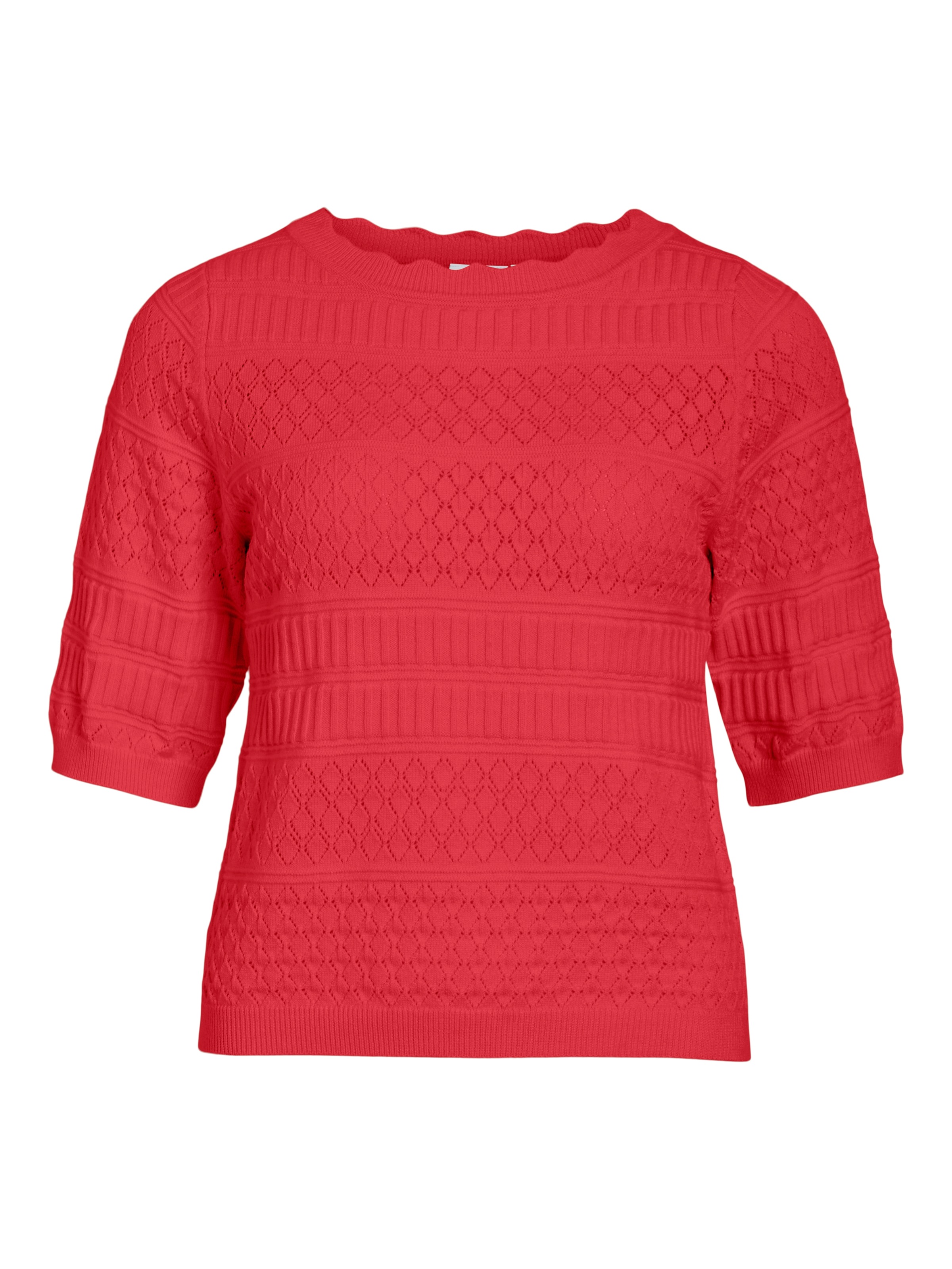 Vila Kurzarmpullover »VIMILOS S/S O-NECK POINTELLE TOP - NOOS«