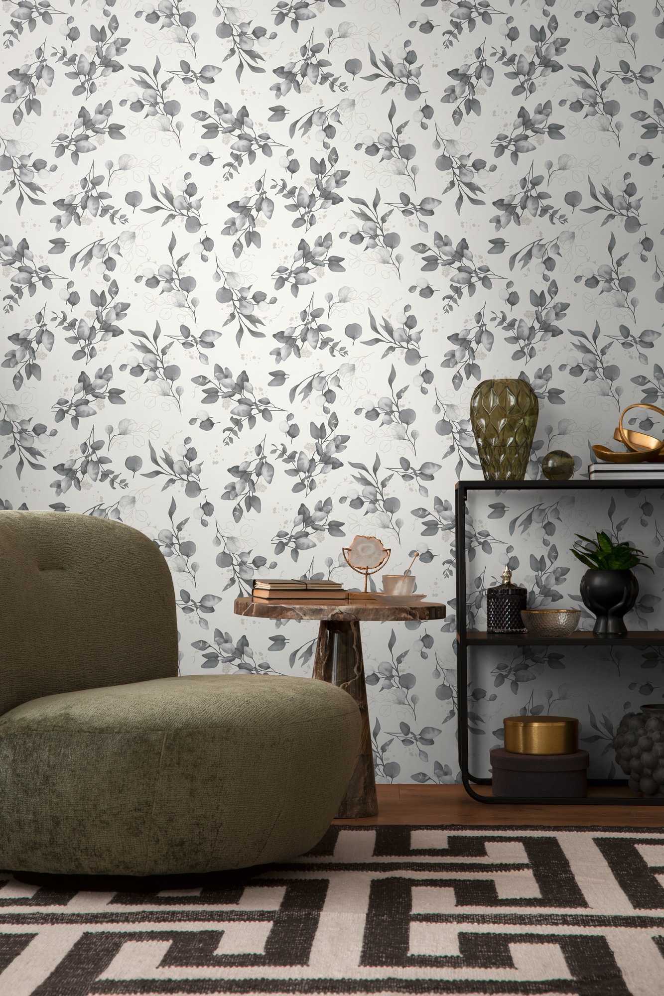 A.S. Création Vliestapete »Pure Elegance Blumen-Tapete Mustertapete Blümchen Blattmuster« leicht glänzend glatt Vliestapete floral für Schlafzimmer Küche Wohnzimmer Blumen Design