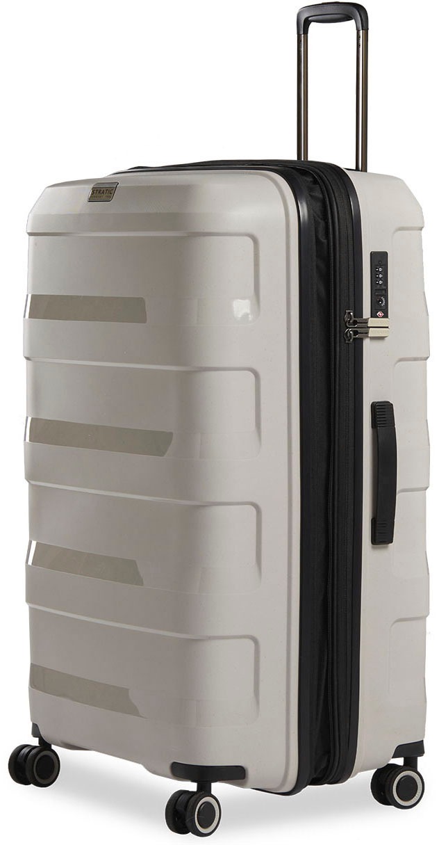 Stratic Hartschalen-Trolley »Straw + L, beige«, 4 Rollen, Reisekoffer großer Koffer Aufgabegepäck TSA-Zahlenschloss