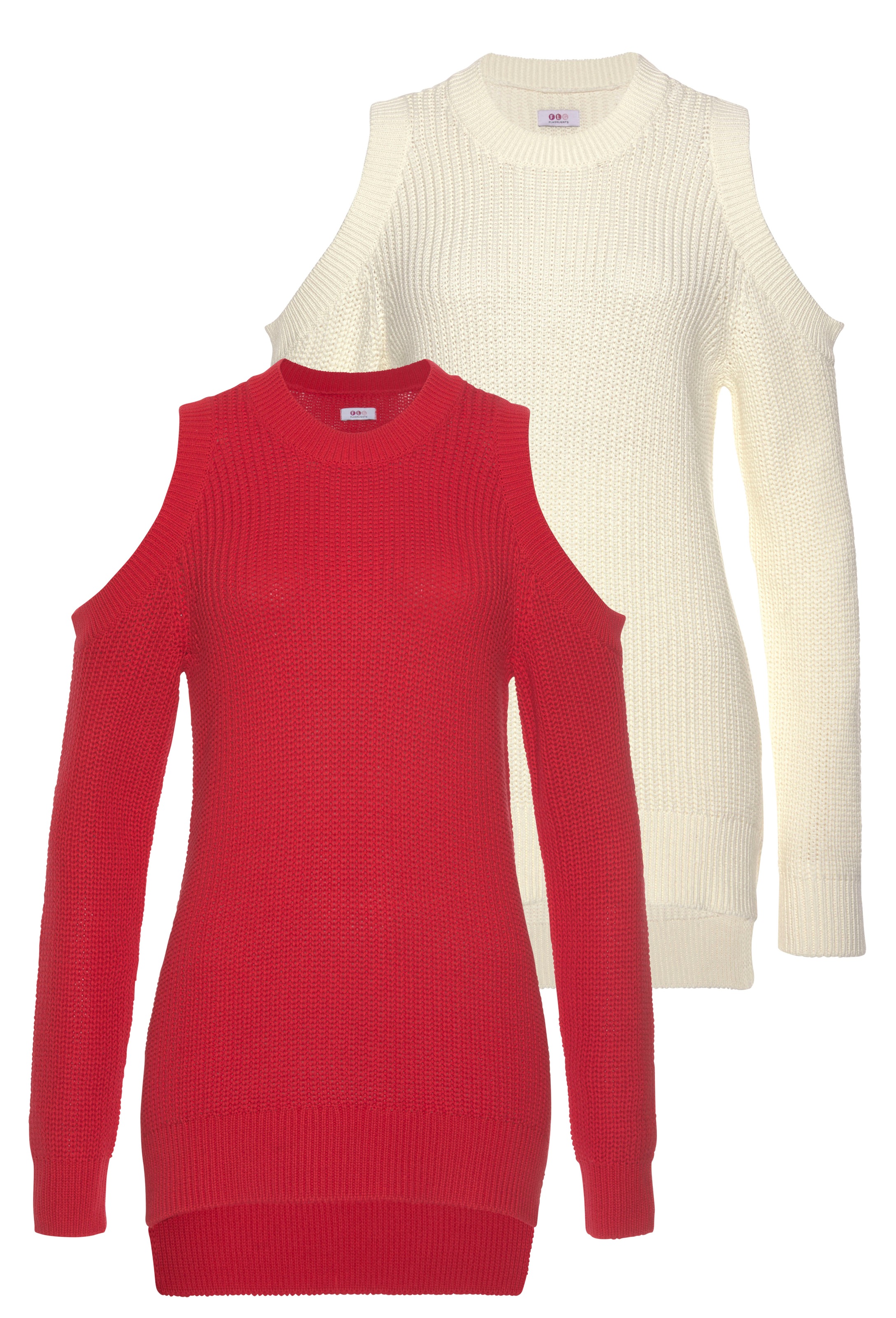 Flashlights Rundhalspullover »mit Cold Shoulder«, (Packung, 2er-Pack), Mit Cold Shoulders
