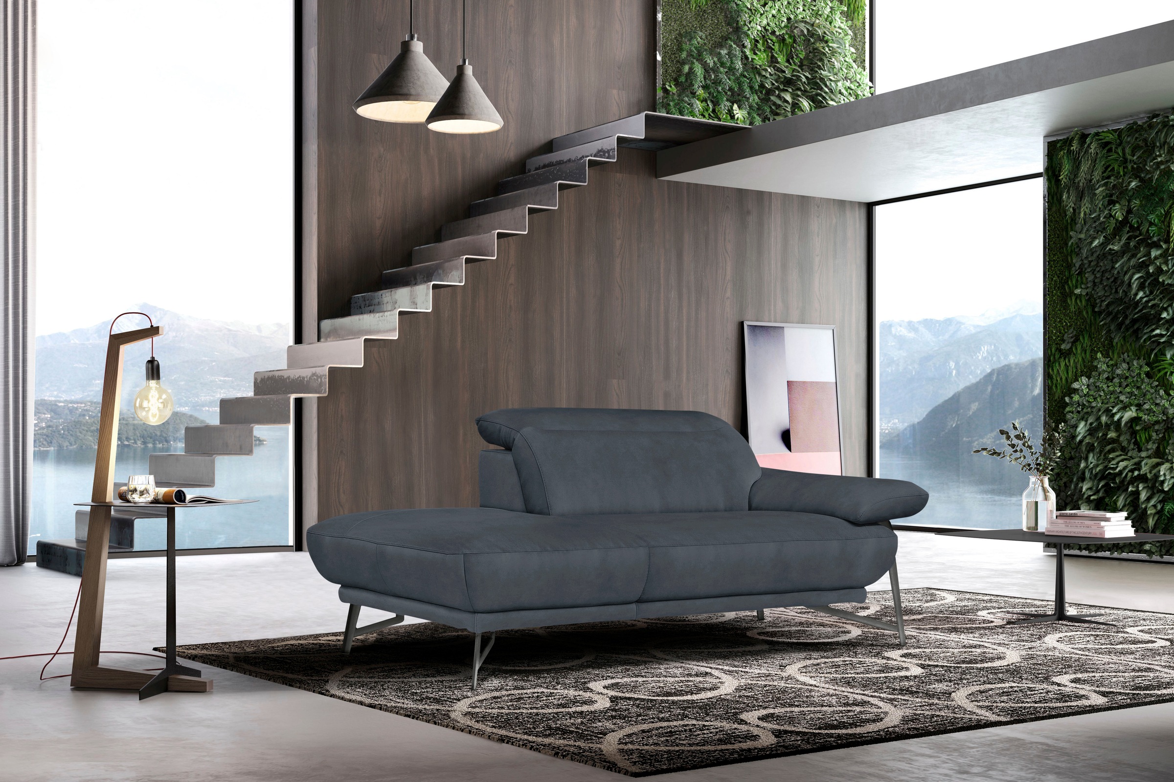 Egoitaliano Polstergarnitur »Anais, Design mit hohem Sitzkomfort für mehr Bequemlichkeit«, Set: bestehend aus Sofa und Ottomane, inkl. Kopfteilverstellung