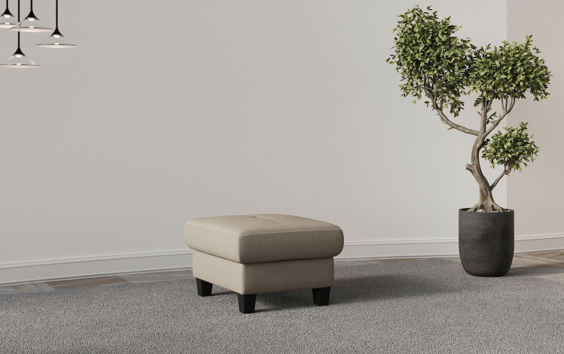 OTTO home Polsterhocker »Varese« Kreuznaht in beige