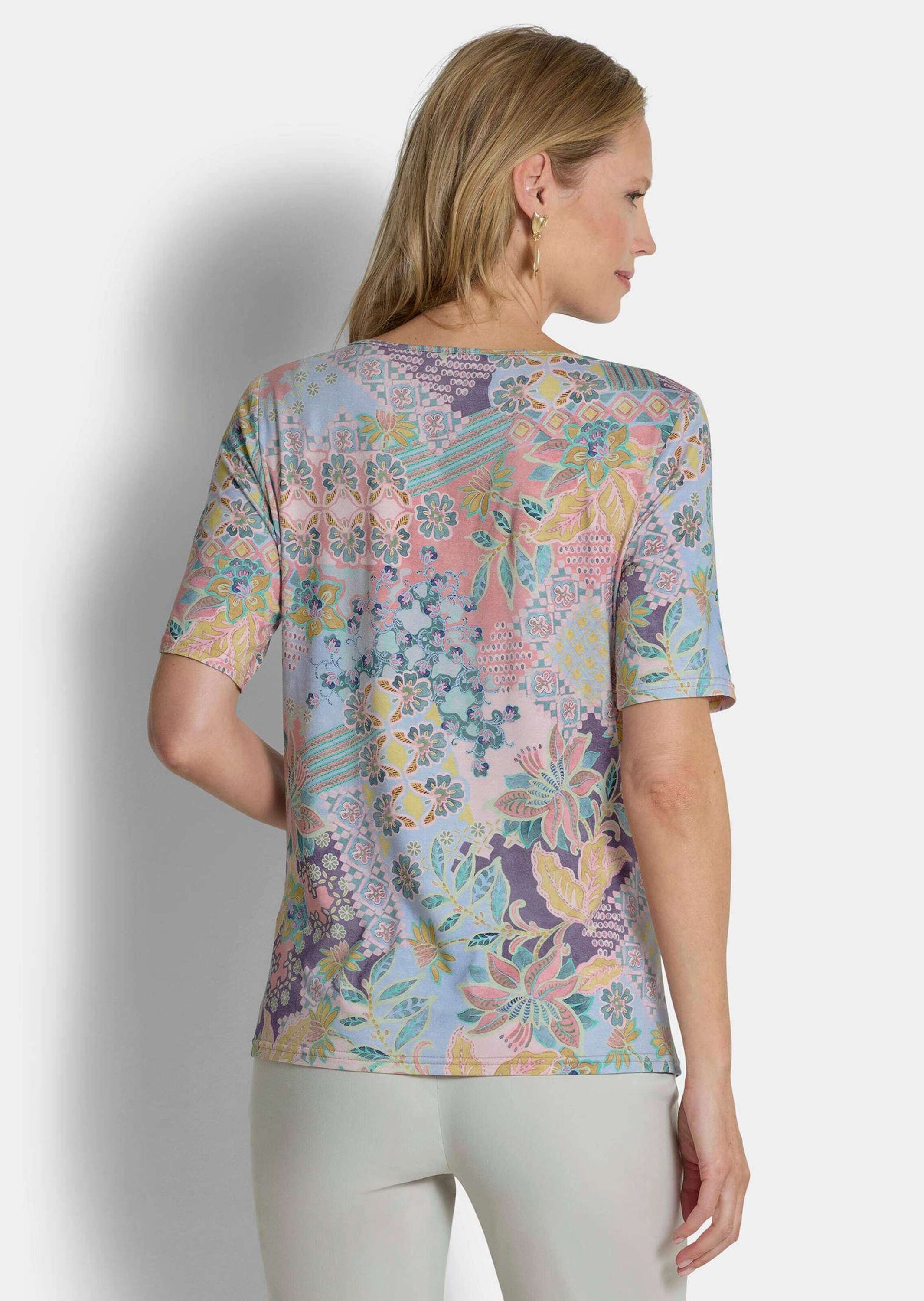 GOLDNER Kurzarmshirt »Cityshirt mit Knoten-Detail« stretchbequemer Viskosejersey