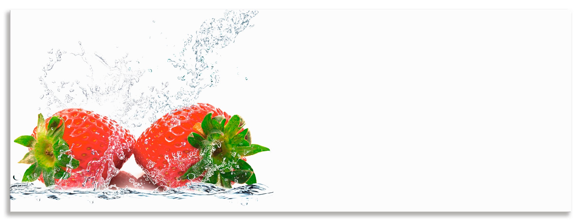 Artland Küchenrückwand »Erdbeeren mit Spritzwasser«, (1 tlg.), selbstklebend in vielen Größen - Spritzschutz Küche hinter Herd u. Spüle als Wandschutz vor Fett, Wasser u. Schmutz - Rückwand, Wandverkleidung aus Alu