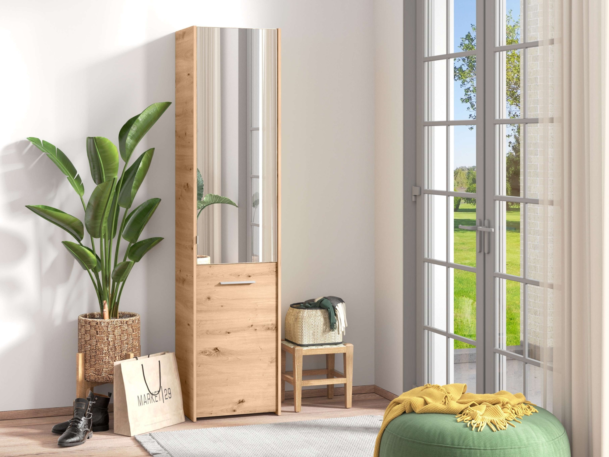 INOSIGN Schuhschrank »Menorca Schuhkommode, Lagerschrank, Schuhregal, Breite 47 cm« mit zwei Türen, in modernen und eleganten Farben, mit einem Spiegel