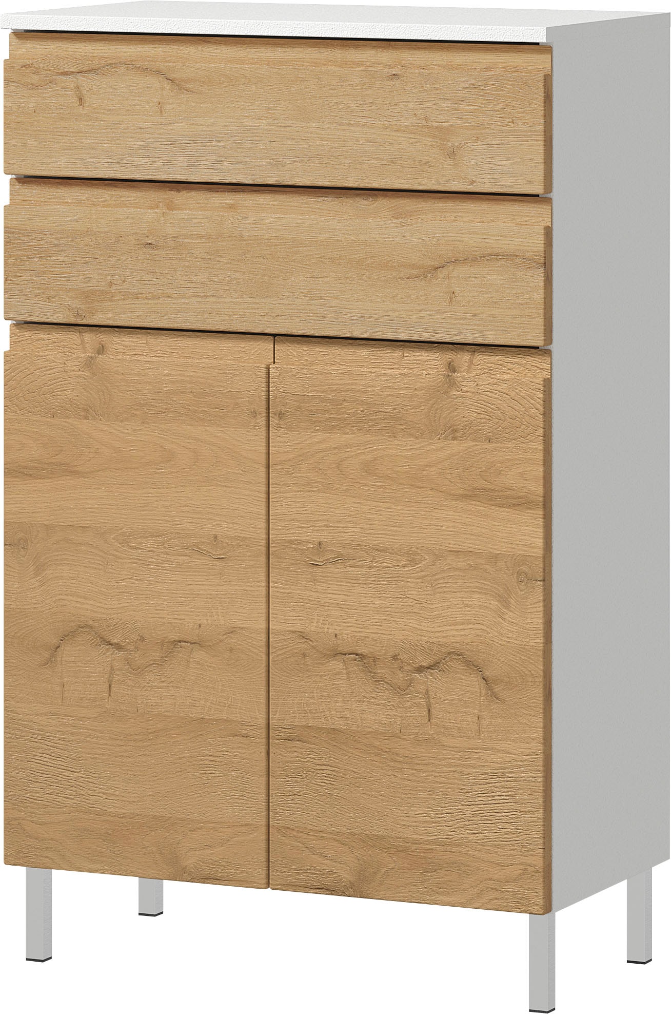 GERMANIA Badmöbel-Set »Torrance«, (5 St.), Unterschrank, Spiegel mit Beleuchtung, Schrank, Kommode, Hochschrank