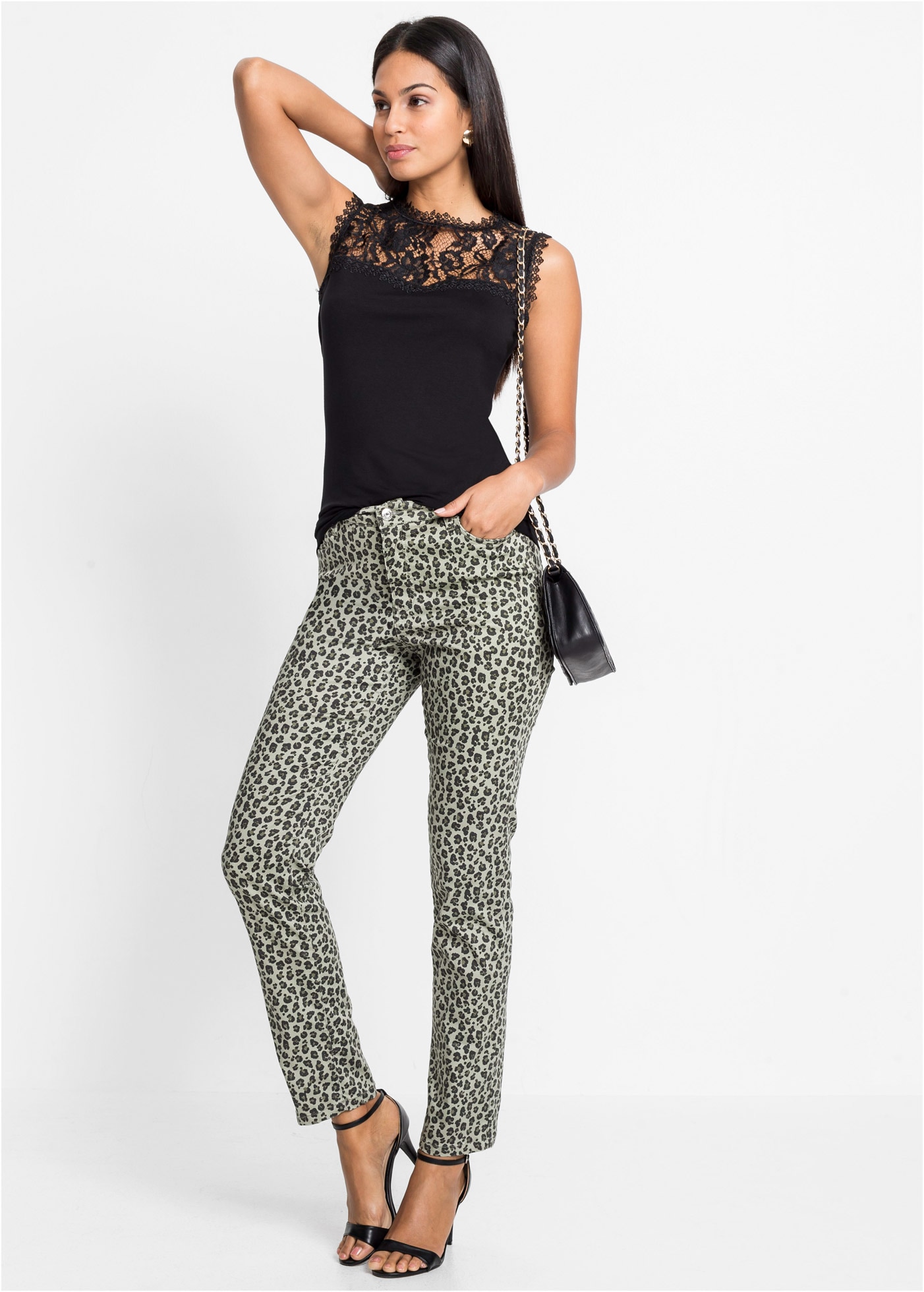 bonprix Shirttop 1 körperbetonter Schnitt, mit Spitzendetails, ärmellos