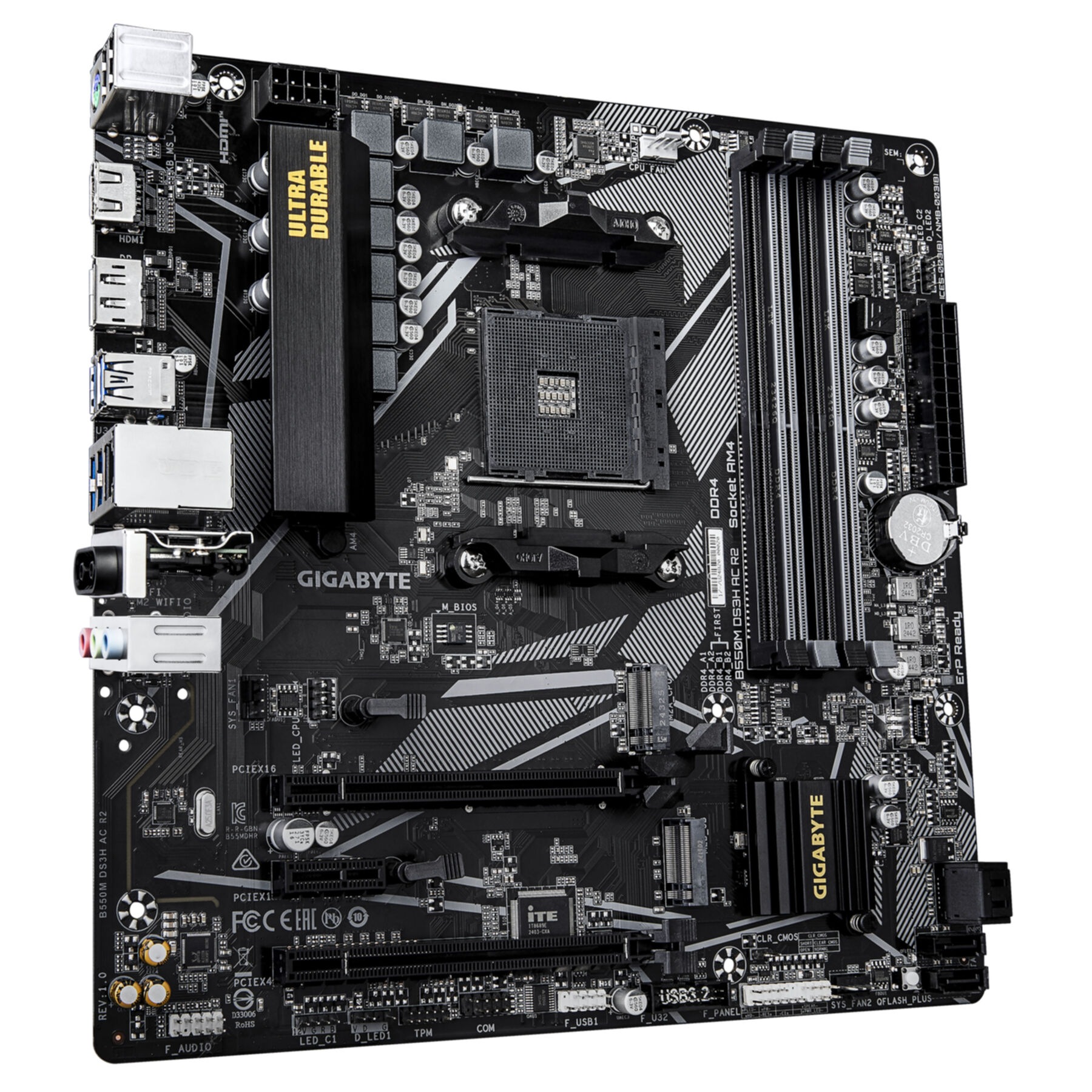 Gigabyte Mainboard »B550M DS3H AC R2 Mainboard – AMD Ryzen 5000 Prozessoren, 5+3 Phasen VR«