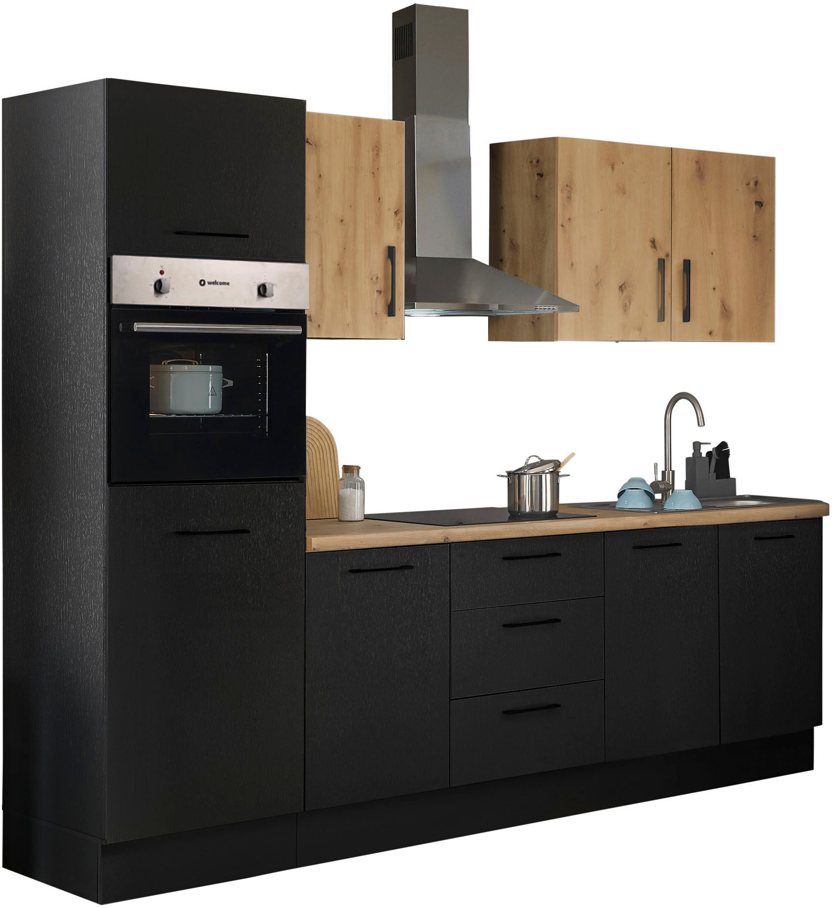 BASIC by Balculina Küchenzeile »Turin« Breite 270 cm, wahlweise mit E-Geräten