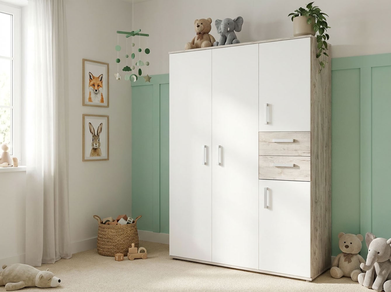 arthur berndt Jugendzimmer-Set »Jugendzimmer-Set »Bente« 2-teilig« 2 Stk. tlg. Eiche-Sand/Weiß Nachbildung