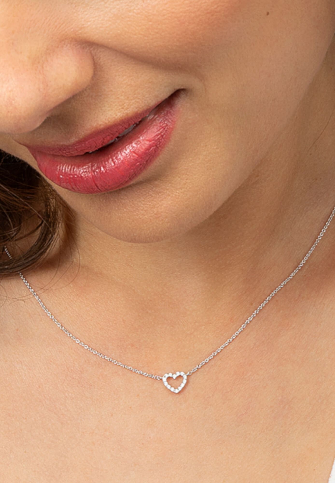 ONE ELEMENT Silberkette »Zirkonia Herz Halskette aus 925 Silber  45 cm«