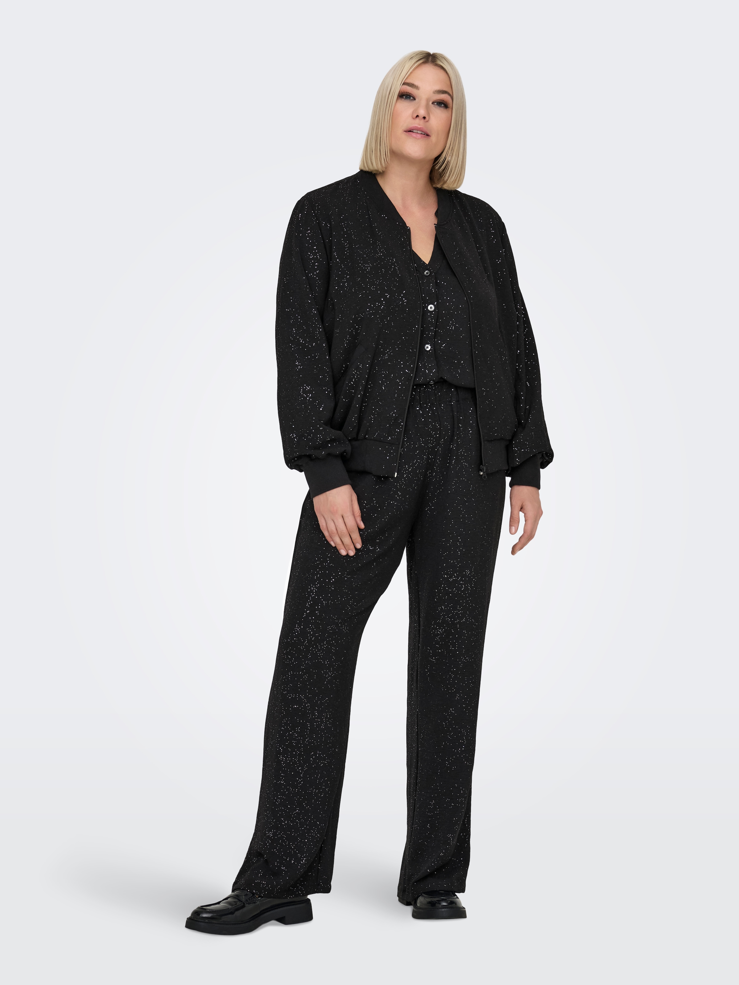 ONLY CARMAKOMA Blouson »CARJOSEE METTA LIFE LS BOMBER WVN« mit Glitzer Effekt