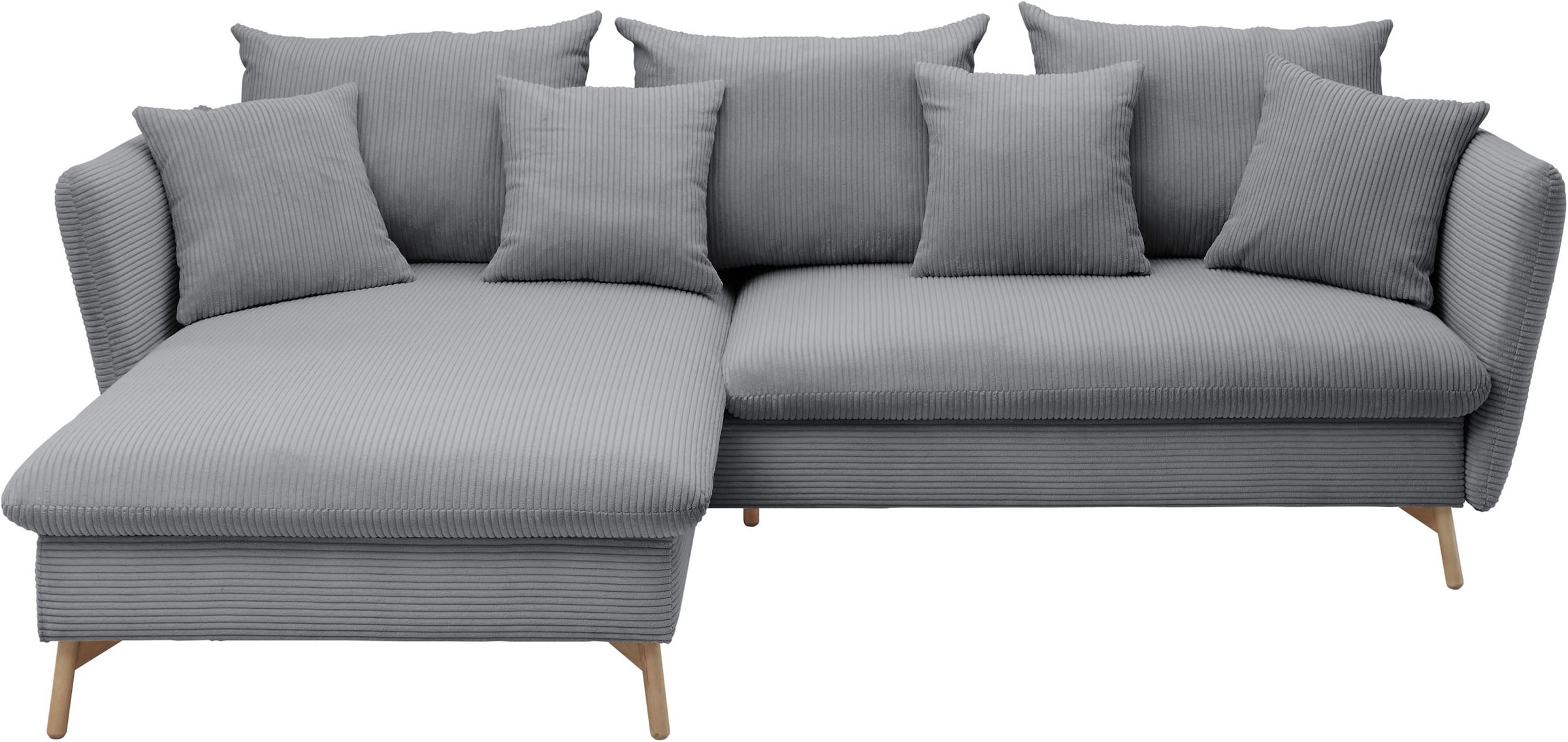OTTO home Ecksofa »MERLE, 258 cm, L-Form, traumhafter Cord,« mit Bettfunktion und Bettkasten, Liegefläche 224 x 139