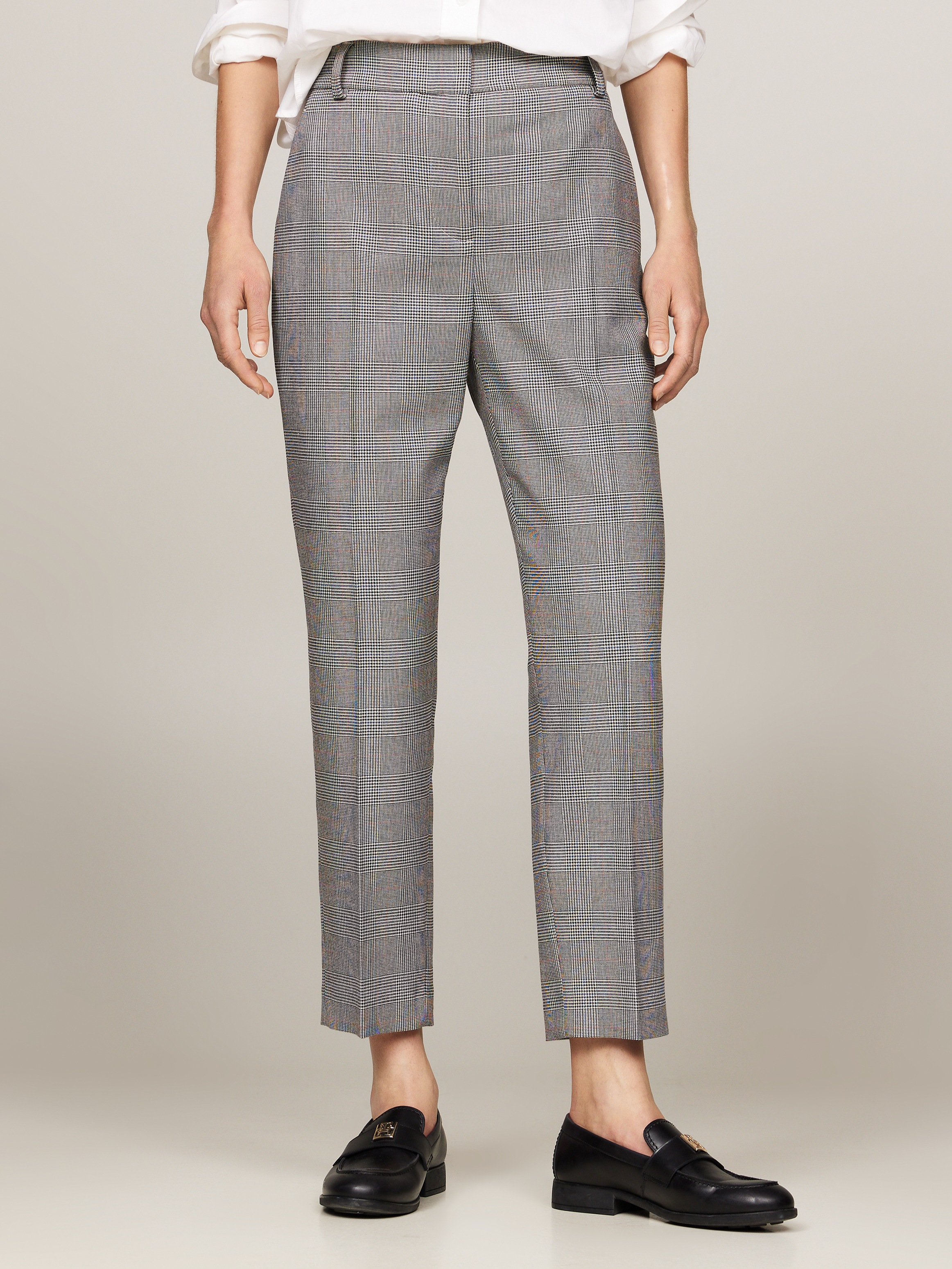 Tommy Hilfiger Webhose »POW CHECK SLIM STRAIGHT PANT«, (Global Serie TH WOMEN), im Karodessin