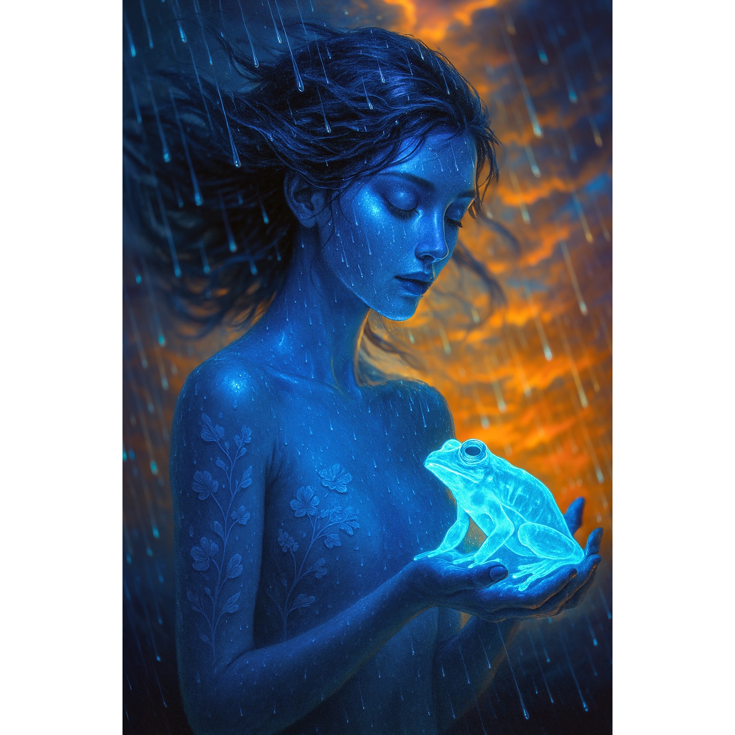 queence Acrylglasbild »Regenzauber«, Bilder von Frauen-Fantasy-Frau-Gemälde-Sterne-Kunst, (1 St.), Knallige, tolle Farben auf hochwertigem Acrylglas gedruckt