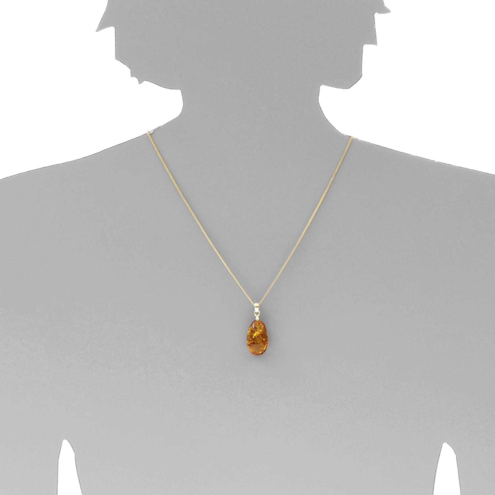 OSTSEE-SCHMUCK Kettenanhänger »- Tropfen flach, ca. 22 mm lang - Gold 585/000 - Bernstein -,«