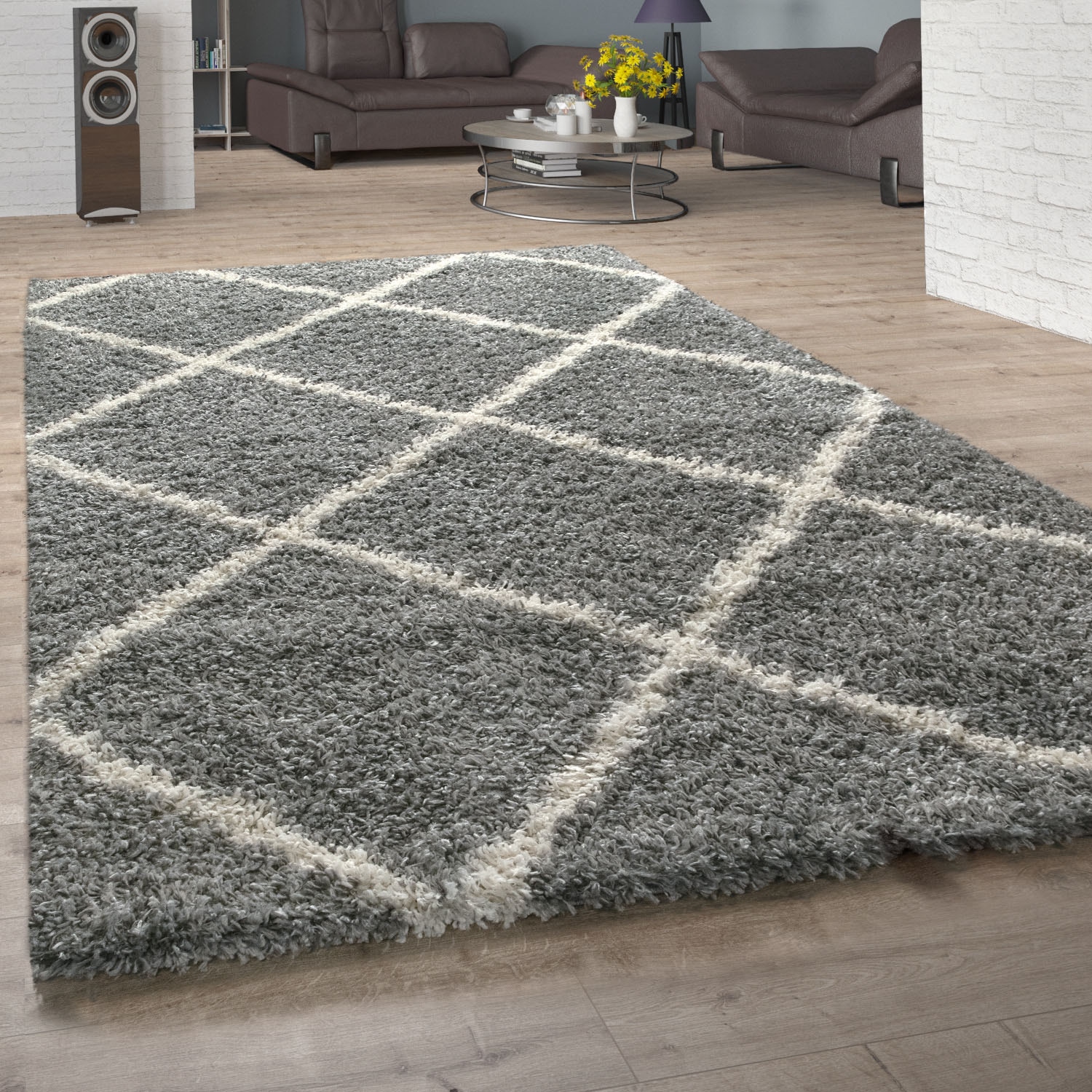 Paco Home Hochflor-Teppich »Kalmar 441«, Scandi Muster, OTTO Design, rechteckig, bei bestellen weich Rauten kuschelig 