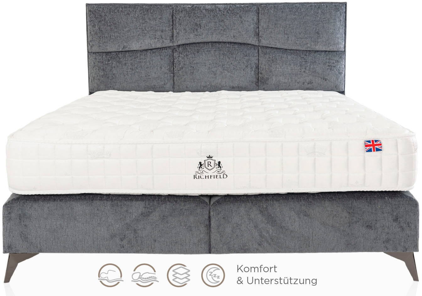 Home affaire Boxspringbett »Violette erhältlich in den Breite 160, 180 & 200cm« inkl. Topper und extra dicker Taschen-Federkernmatratze