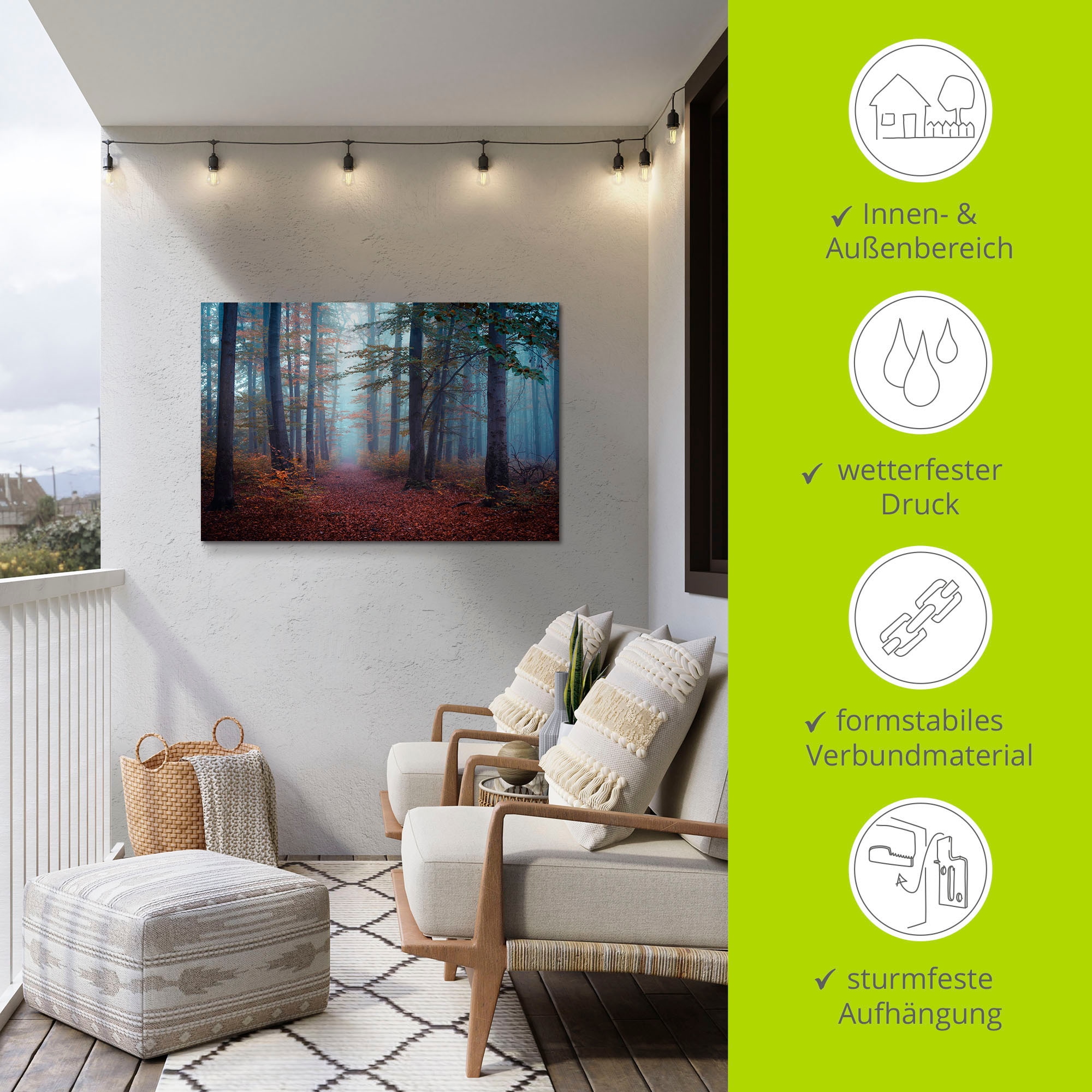 Artland Wandbild »Wald im Nebel«, Waldbilder, (1 St.), als Alubild, Outdoorbild in verschied. Größen