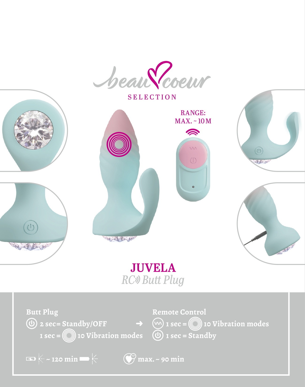 Beau Coeur Anal-Stimulator »Analvibrator JUVELA RC Butt Plug« ()
