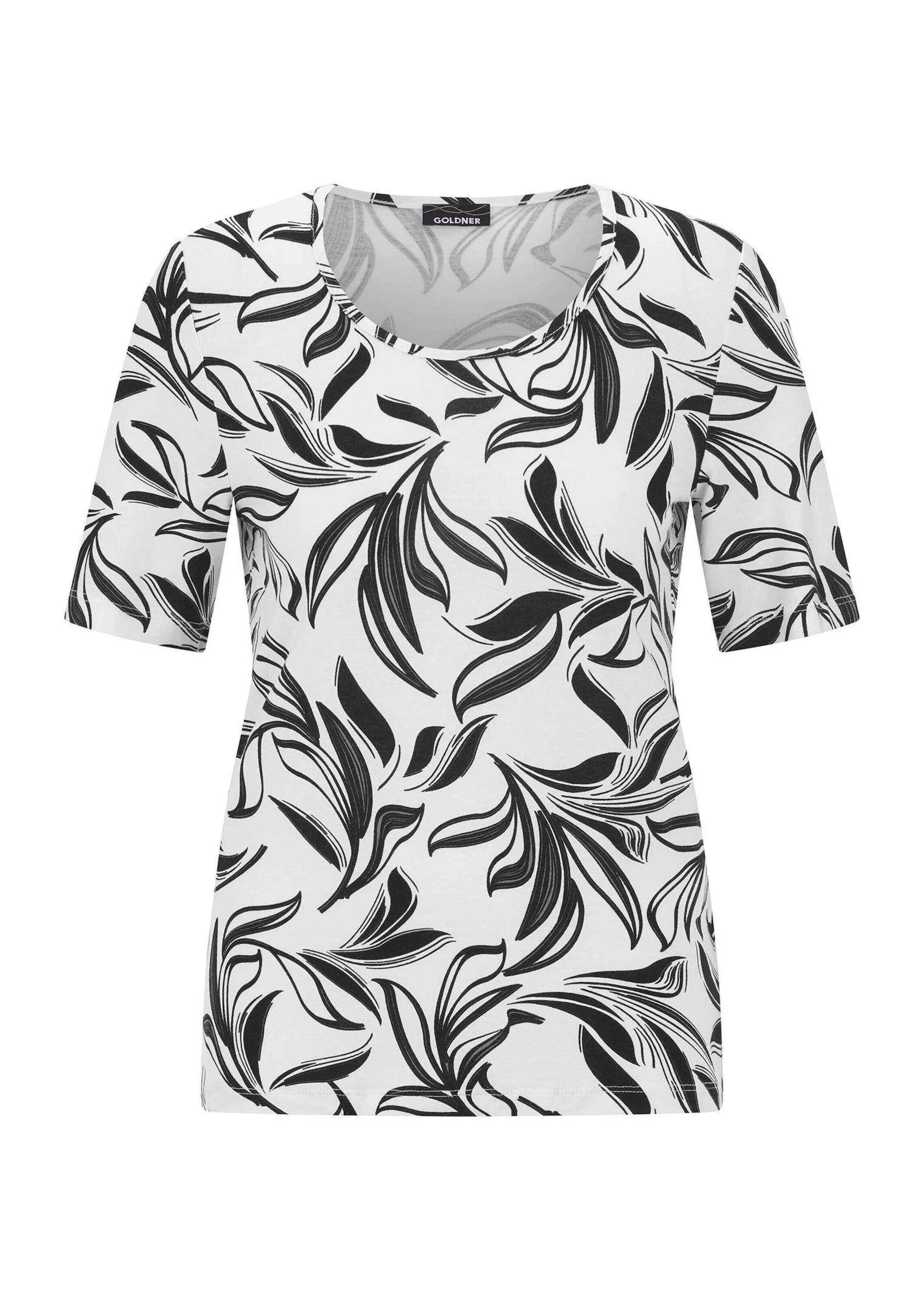 GOLDNER Kurzarmshirt »Kurzgröße Jerseyshirt mit modischem Floraldruck« stretchbequemer Viskosejersey