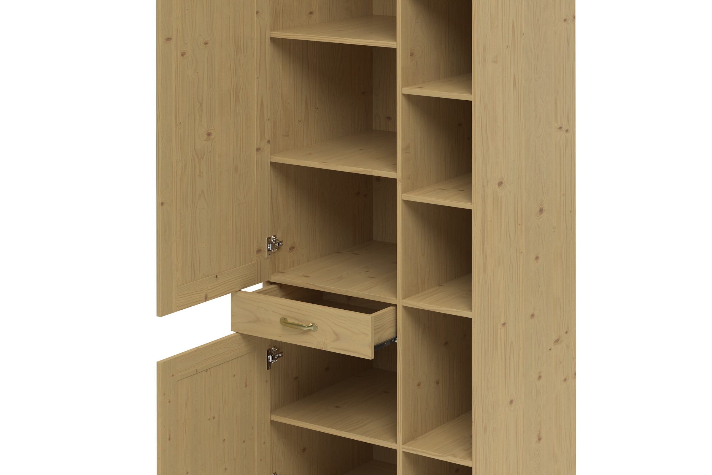Home affaire Hochschrank »Alba«, (1 St.), Breite 75 cm, Kiefer massiv, 6 offene Fächer