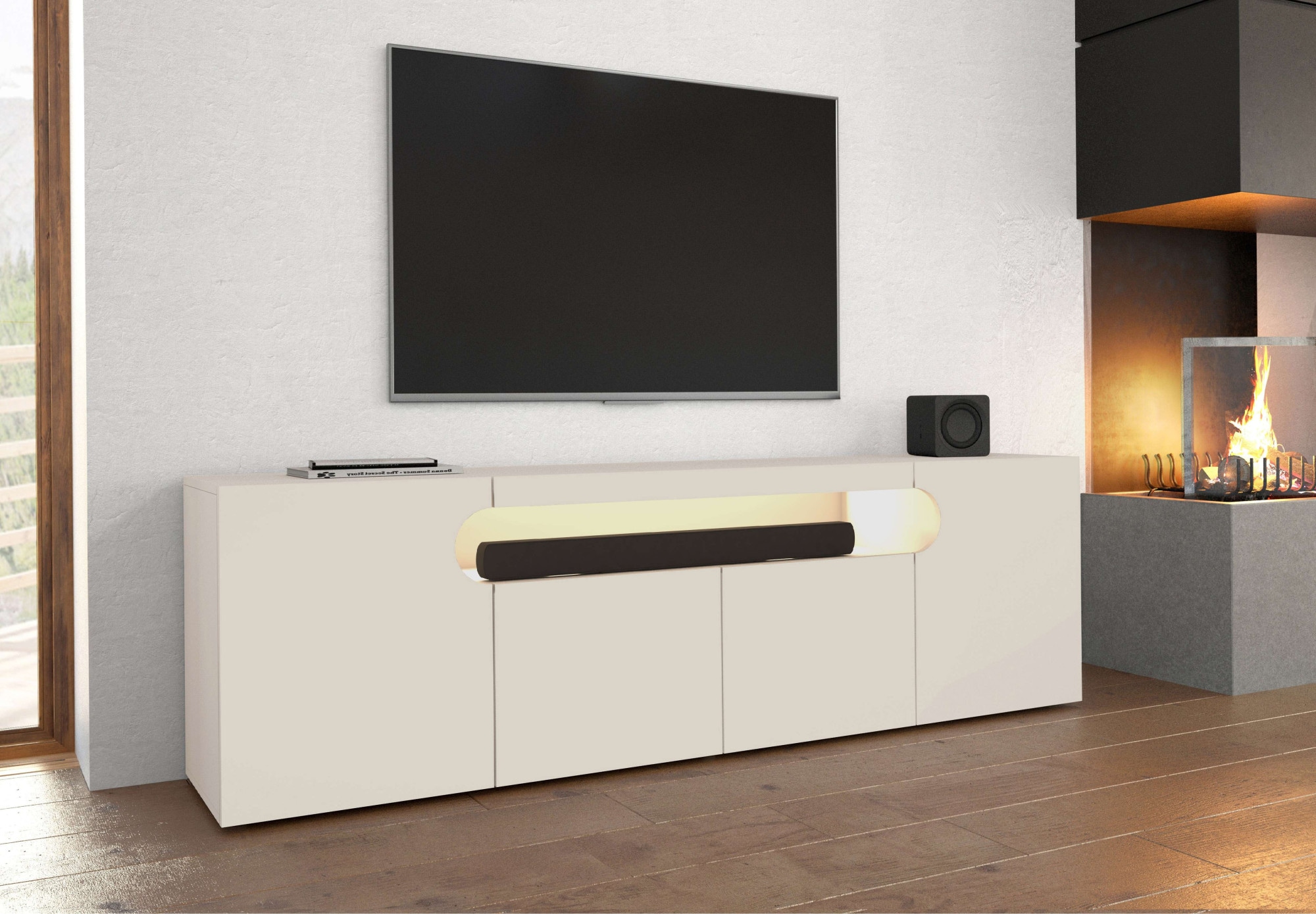 OTTO home Lowboard »REAL,Lowboard,TV-Kommode,TV-Möbel,TV-Bank« 1 Stk. tlg. Mit 4 Türen, davon 2 abgerundet, die ein ovales offenes Fach bilden