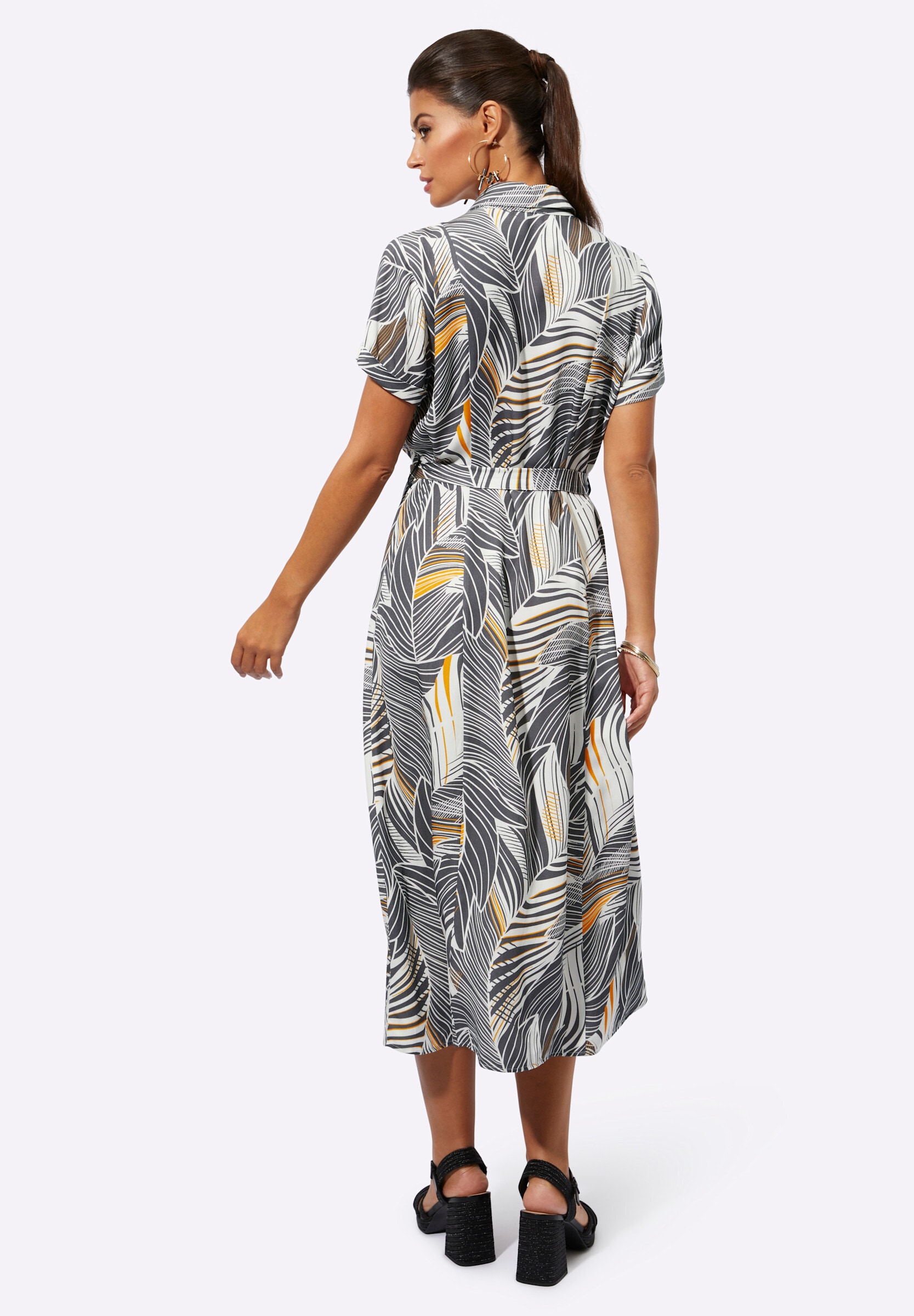 creation L Hemdblusenkleid »Webkleid Druckkleid aus reiner, wertiger Viskose« Ohne Taschen