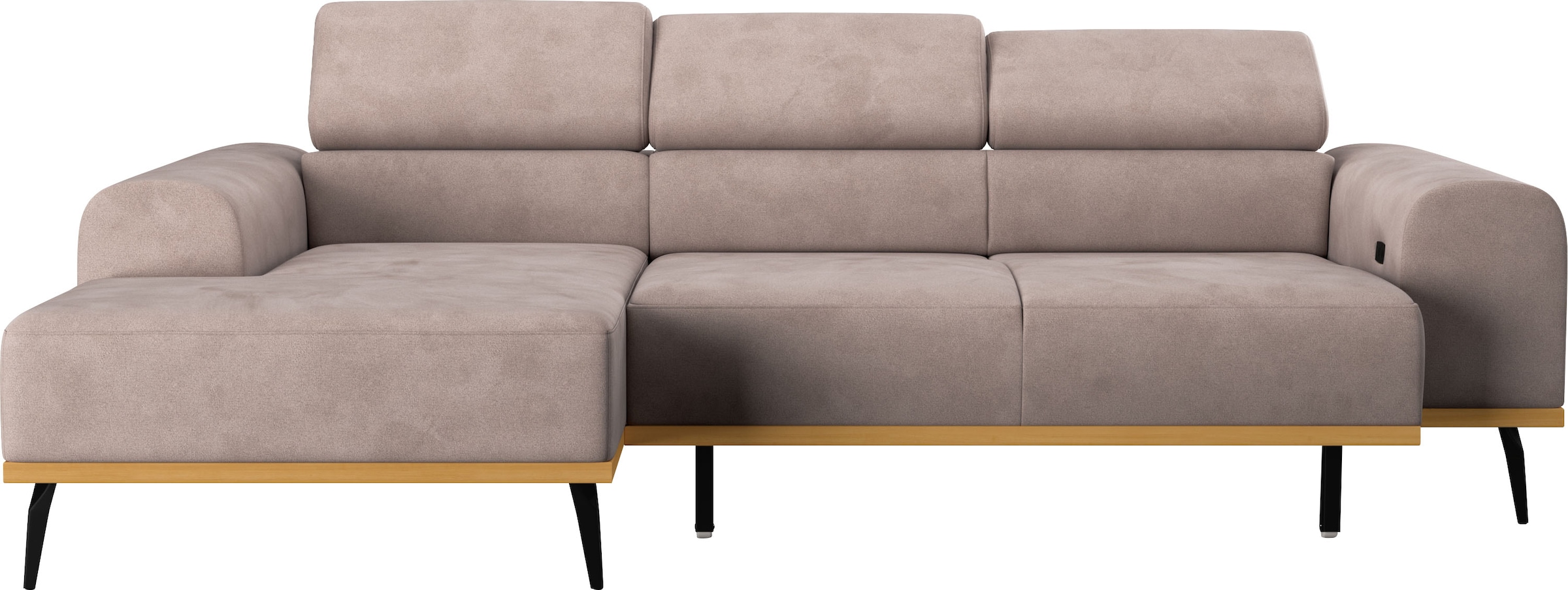 Places of Style Ecksofa »Carlo L-Form«, mit Kopfteilverstellung & Holz-Rahmenoptik, optional Relaxfunktion