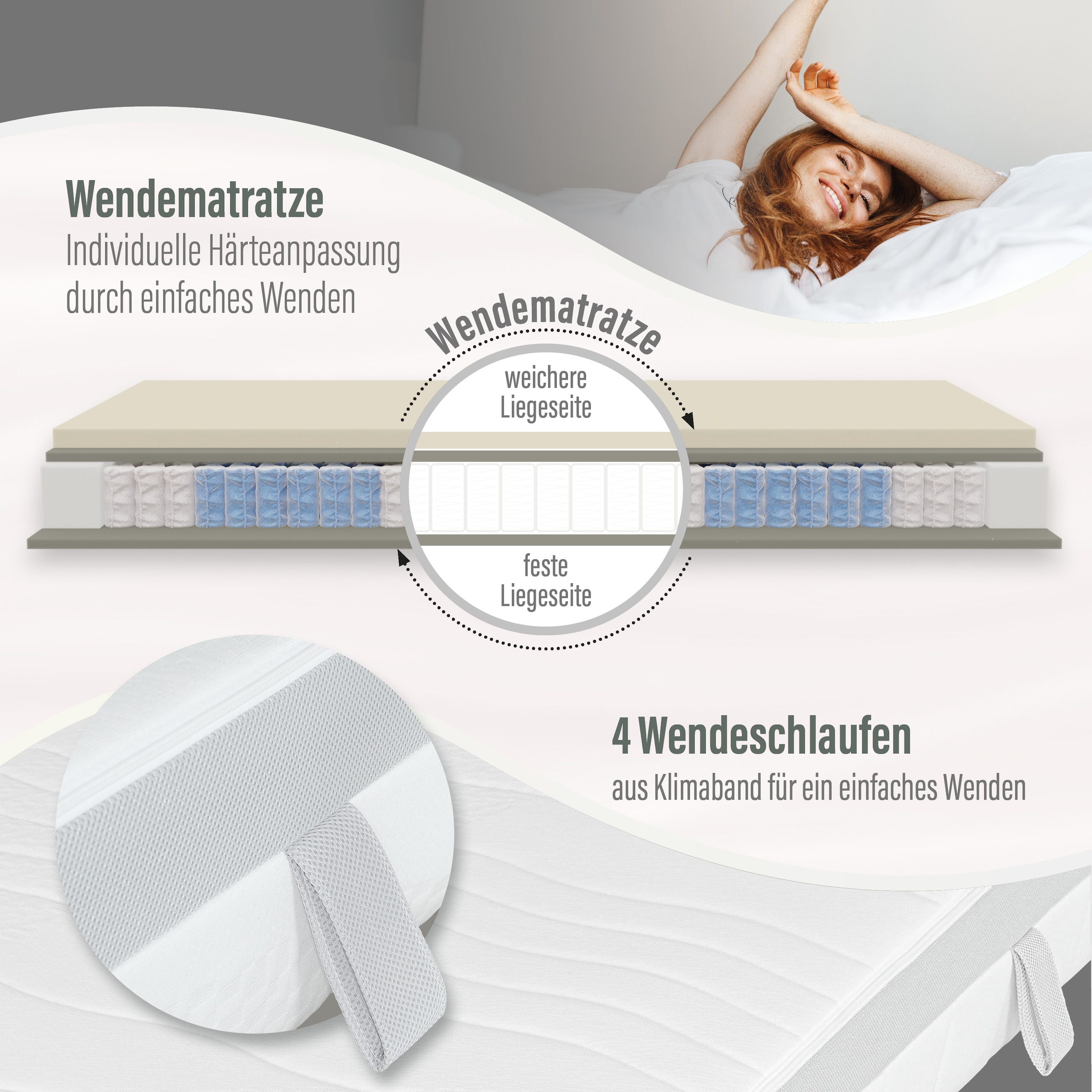 Beco Taschenfederkernmatratze »Feel Like Latex ONE TFK, Matratze 90x200 cm, 140x200 cm und mehr«, 21 cm hoch, 500 Federn, (1 St.), Punktelastische Matratze mit stabilem Federkern, atmungsaktiv
