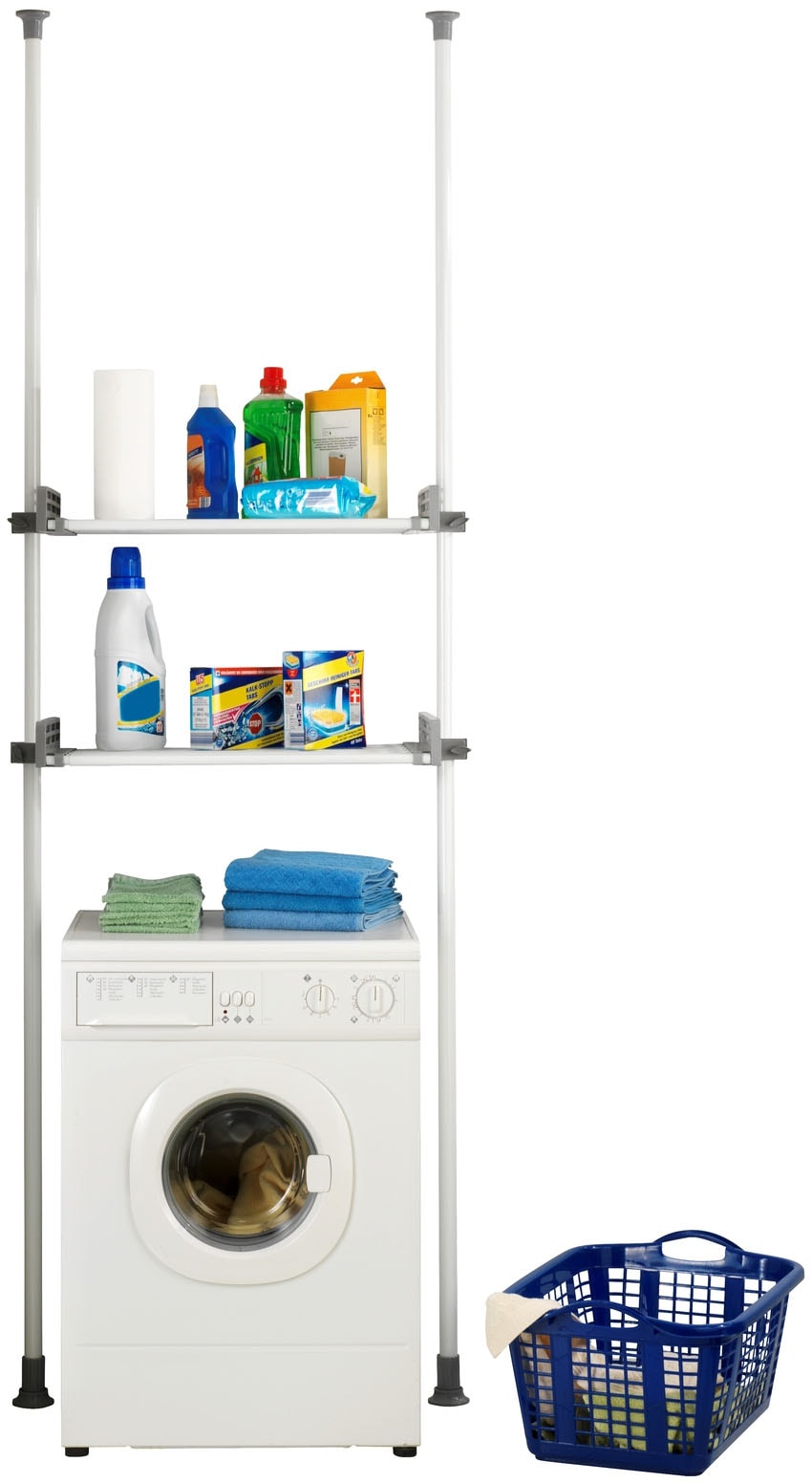 WENKO Teleskopregal »Modell Herkules Twin«, (Set), 2 Trägerstangen, 2 verstellbare Ablagen, ideal für Bad & Abstellkammer