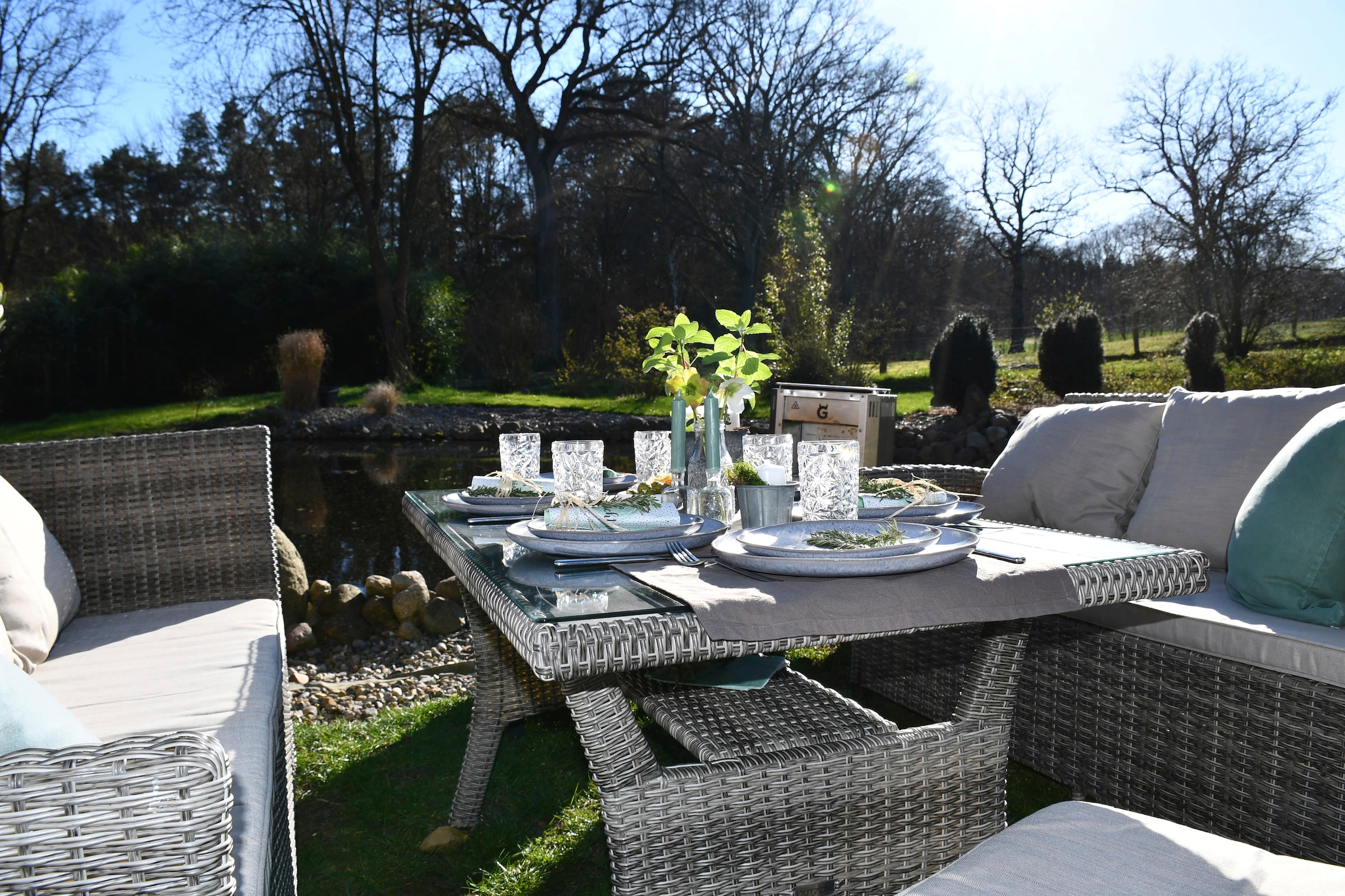 my Flair Gartenlounge-Set, (5 tlg.), 1 Sofa, 1 Sessel, 2 Hocker, 1 Tisch