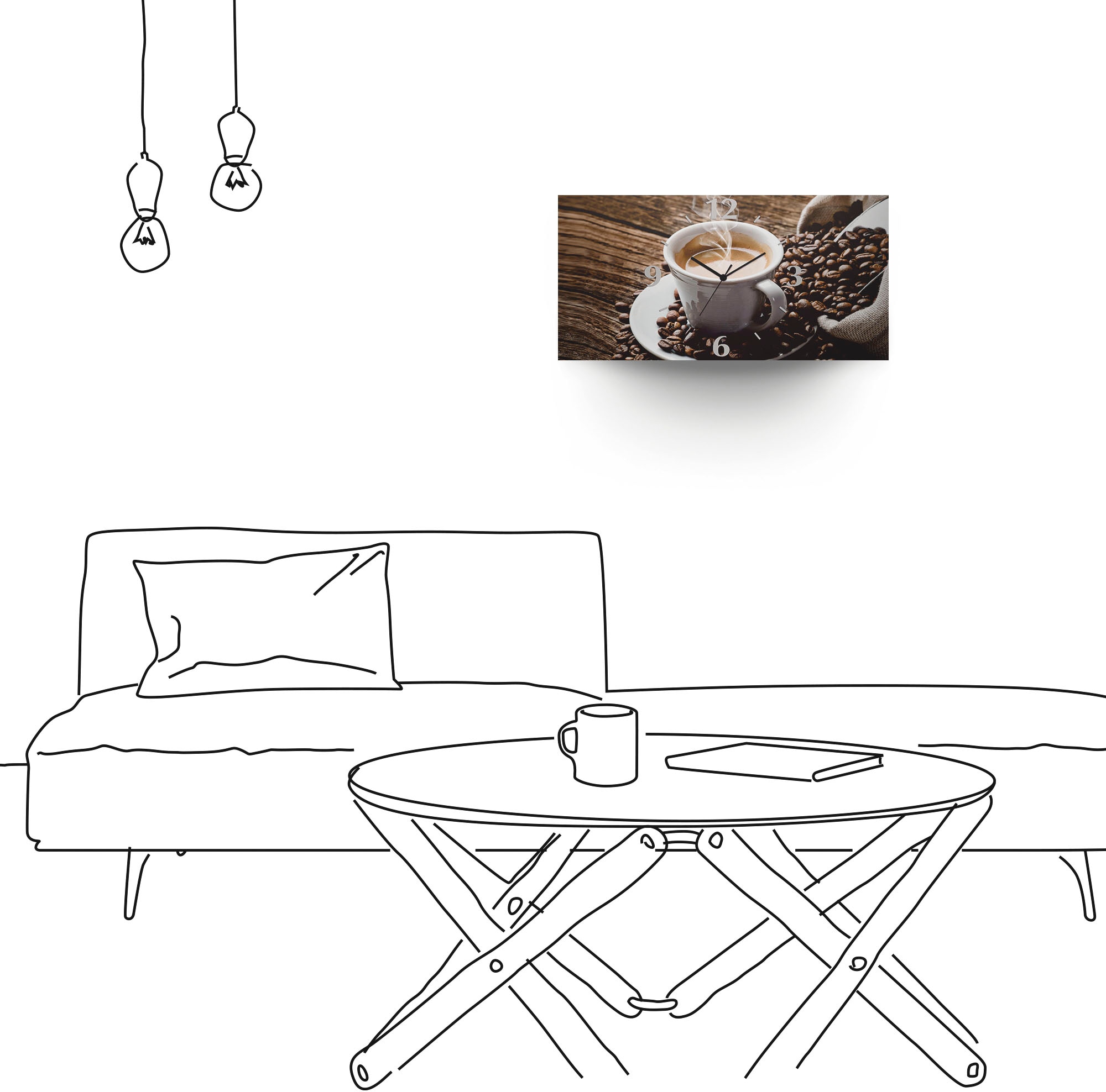 Artland Wanduhr »Heißer Kaffee - dampfender Kaffee«, 3D Optik gebogen, mit Quarz- oder Funkuhrwerk, versch. Größen