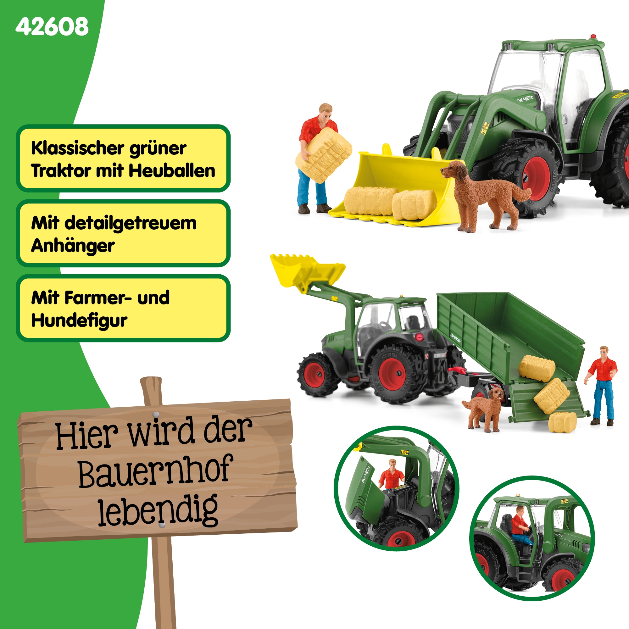 Schleich® Spielwelt »FARM WORLD, Traktor mit Anhänger  (42608)«