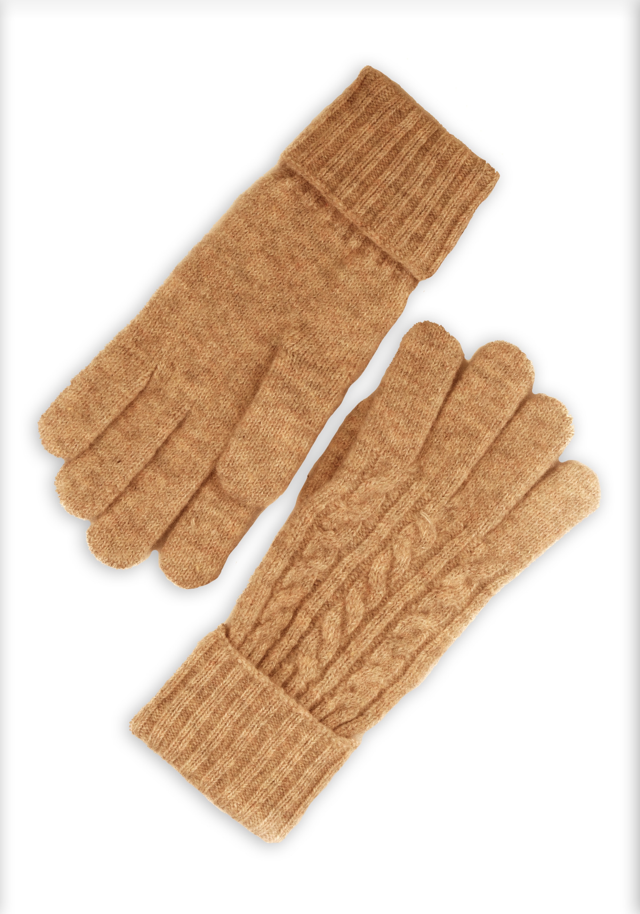 Capelli New York Damen Strickhandschuhe 1 Paar, mit Zopfstrickmuster, Feinstrick, breiter Umschlag, wärmend