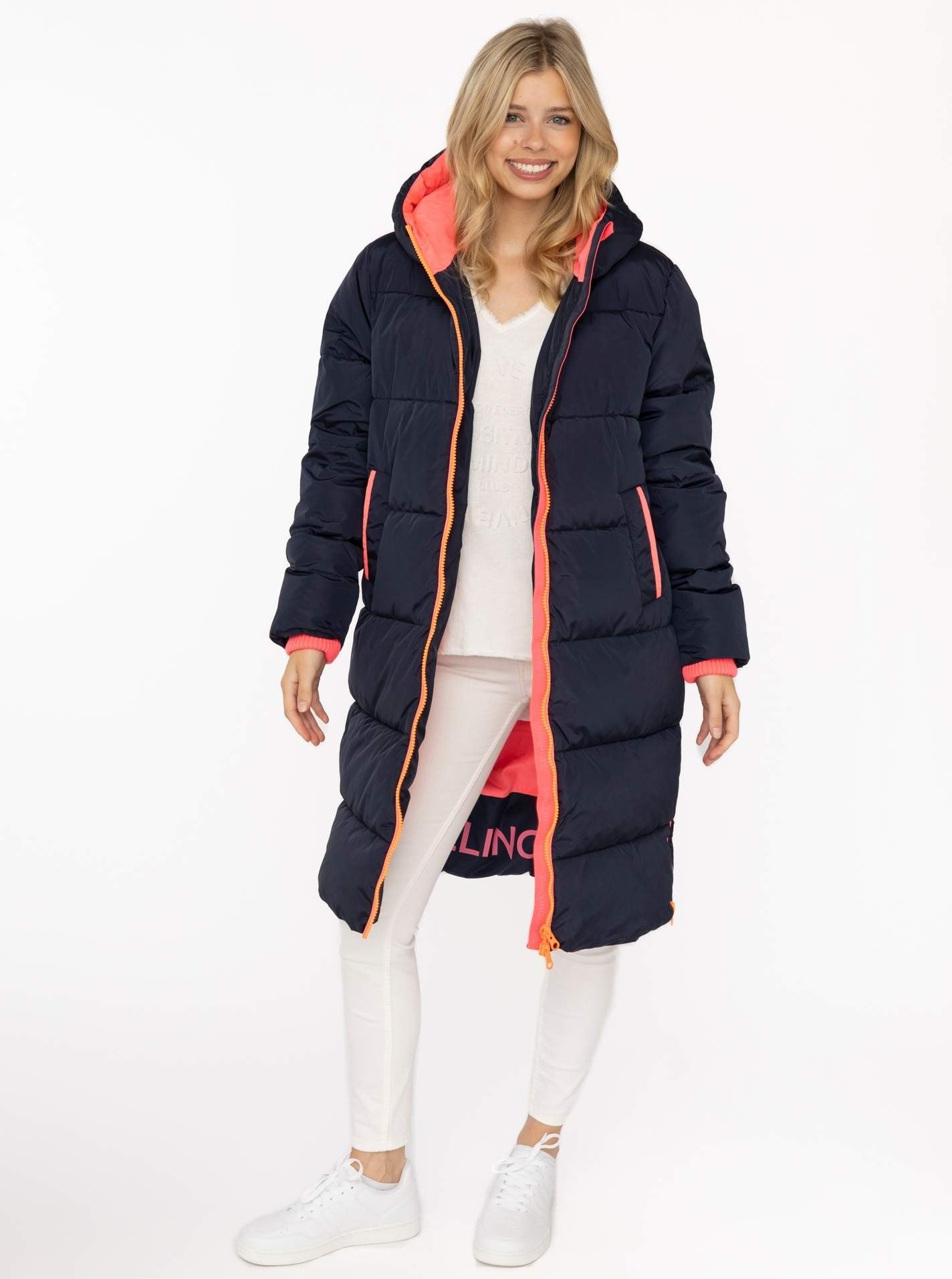 Zwillingsherz Steppmantel »„Cozy“« Kapuze, farbliche Details, Reißverschluss, elastische Bündchen