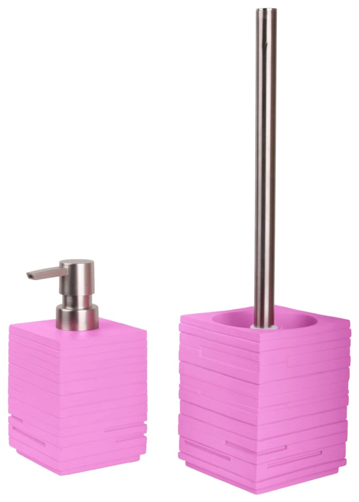 Sanilo Badaccessoire-Set »Calero Pink«, (Kombi-Set, 2 tlg.), bestehend aus Seifenspender und WC-Bürste, geriffelt