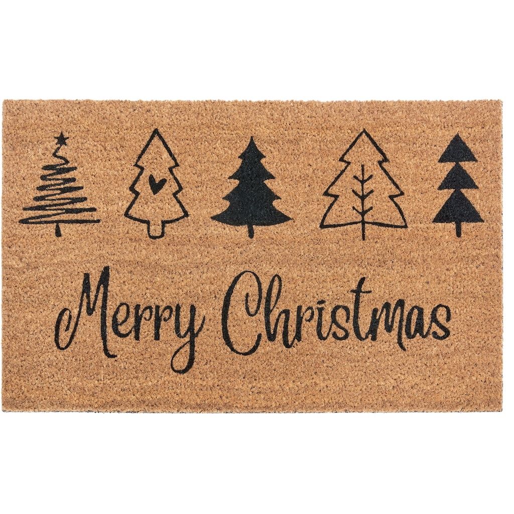 HANSE Home Fußmatte »Mix Mats Kokos Christmas Trees«, rechteckig, Weihnachten, Schmutzfangmatte, Outdoor, Rutschfest, Innen, Kokosmatte