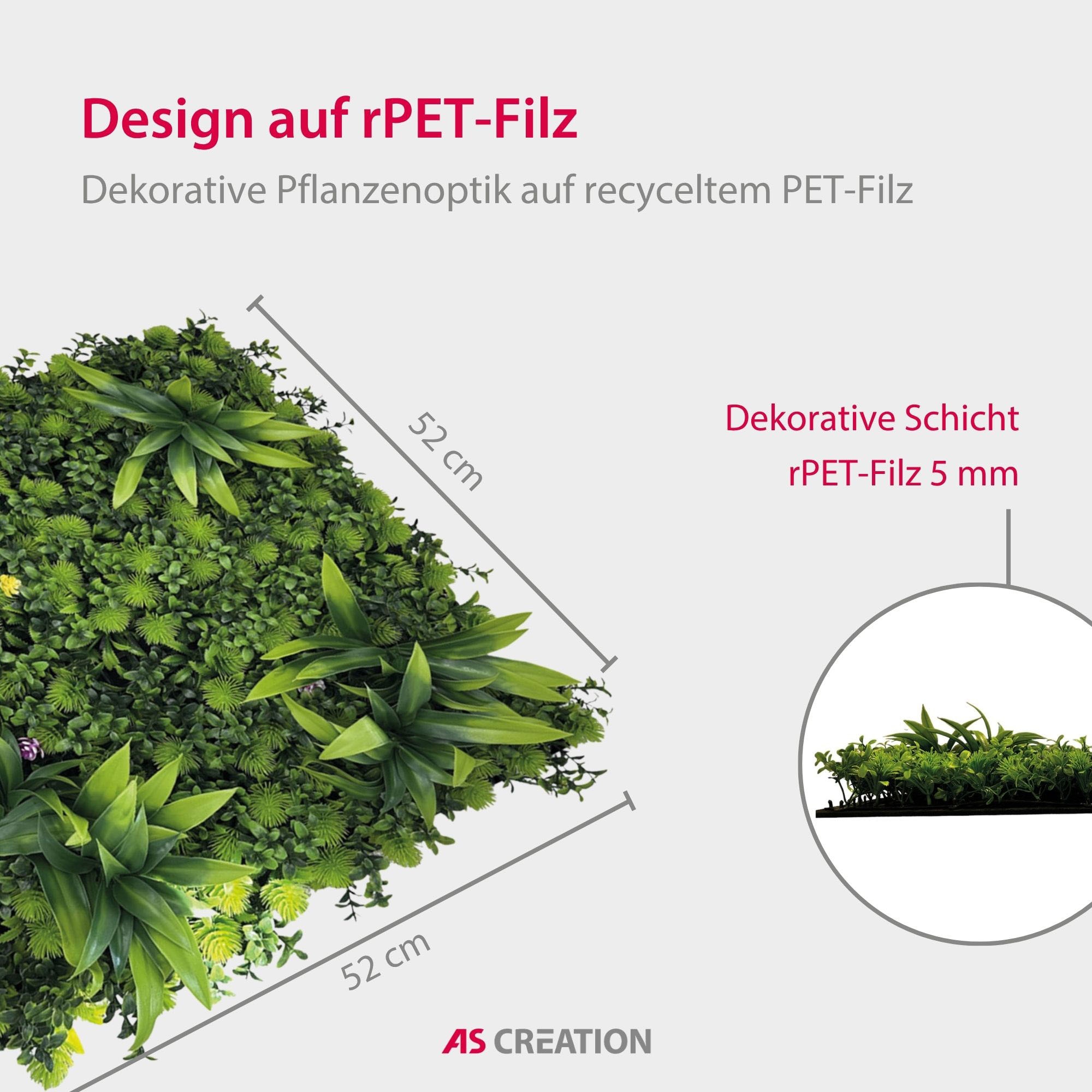 Architects Paper Wandpaneel »A.S. Création Modular Wall Wandpaneel Pflanzenoptik« 1 tlg. Kunstpflanzen auf rPET-Filz für farbstarke botanische 3D-Wände