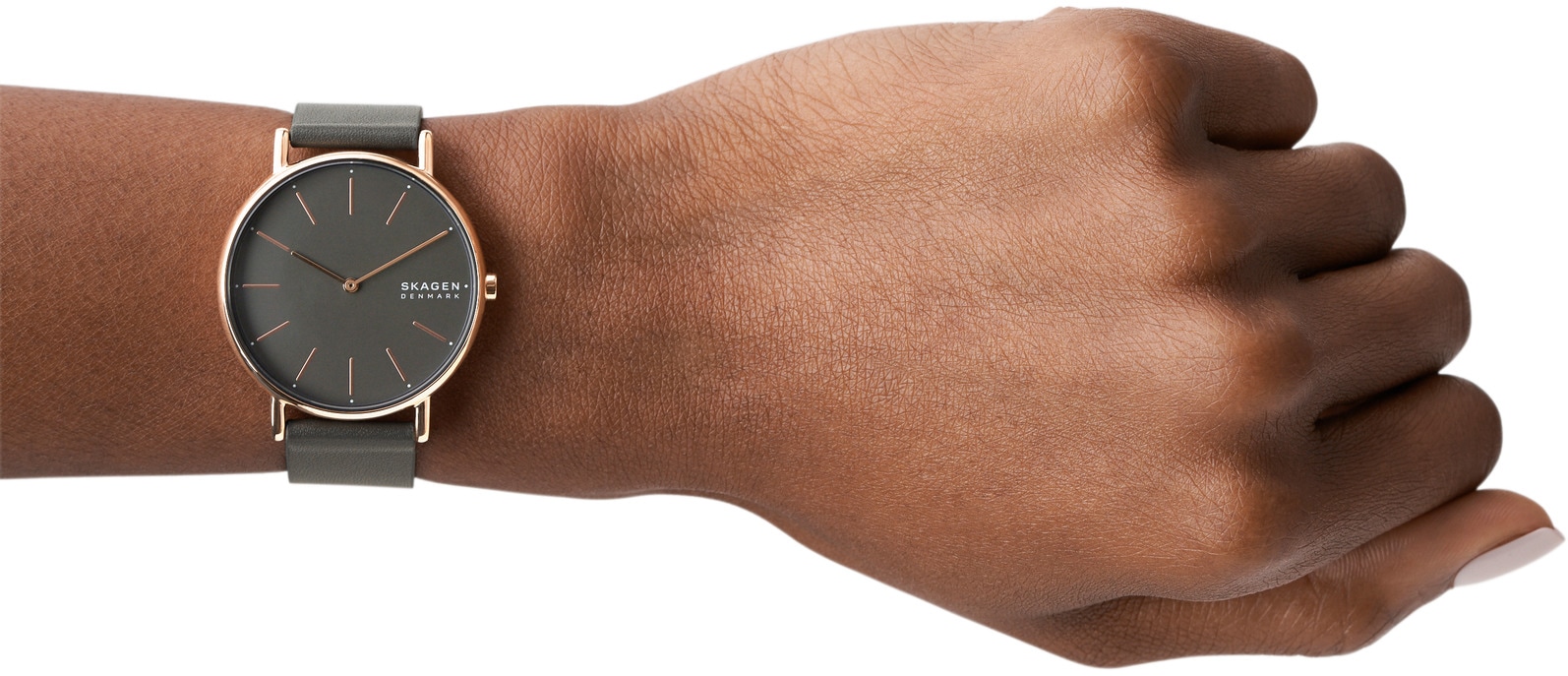 Skagen Quarzuhr »SIGNATUR«, Armbanduhr, Damenuhr, Lederarmband, analog