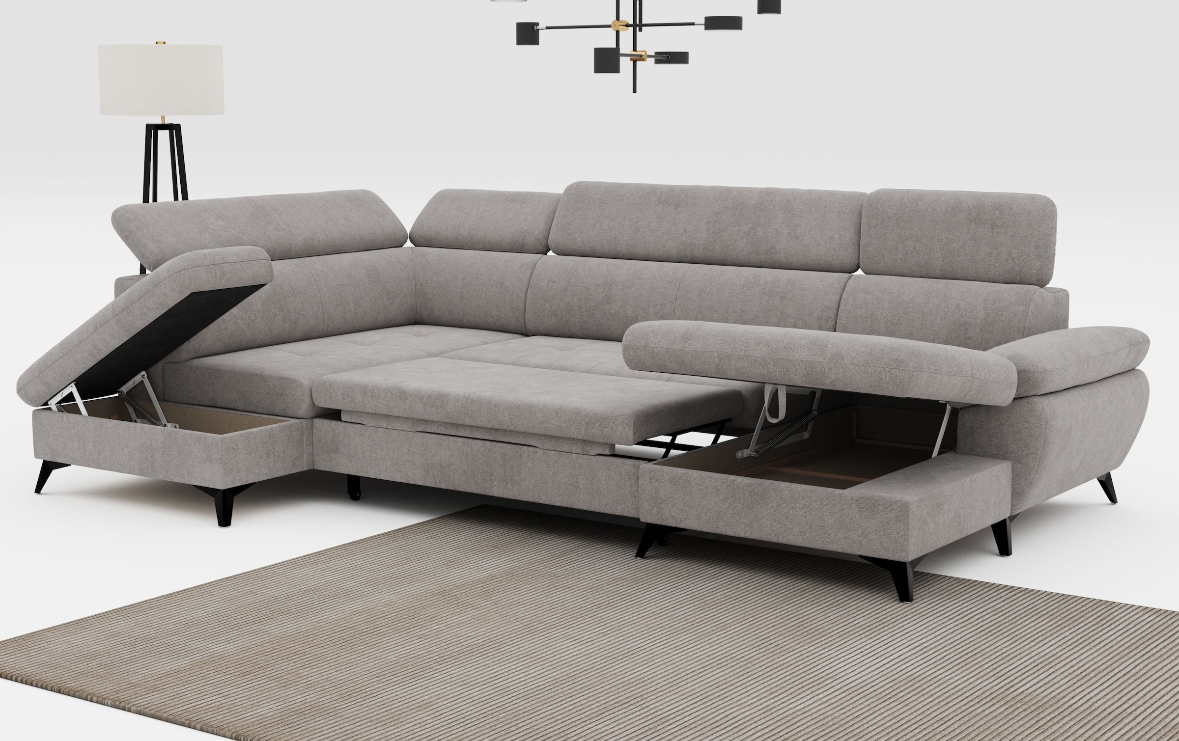 COTTA Wohnlandschaft »Hudson U-Form«, mit Kopfteilverstellung, wahlweise mit Bettfunktion & Bettkasten