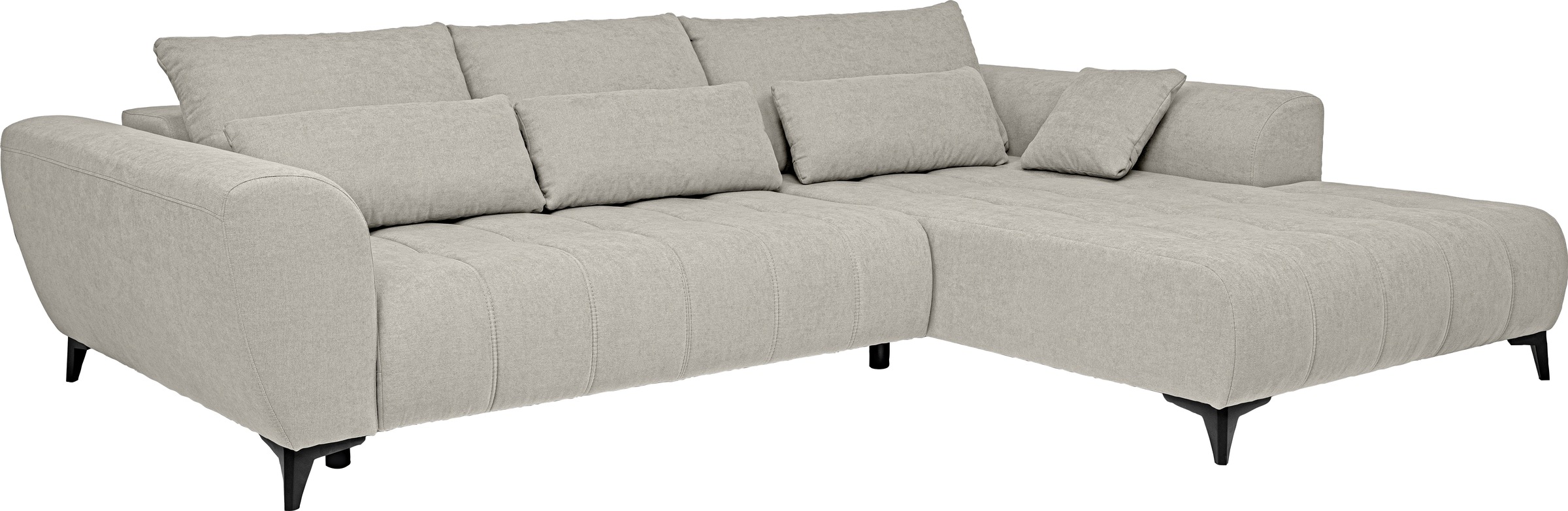 WERK2 Ecksofa »Garay, XXL-Liegefläche: elektrisch ausziehbar auf ca. 228×126 cm« Luxus in Übergröße: XXL-Liegefläche, Komfort-Ottomane & stilvolle Füße