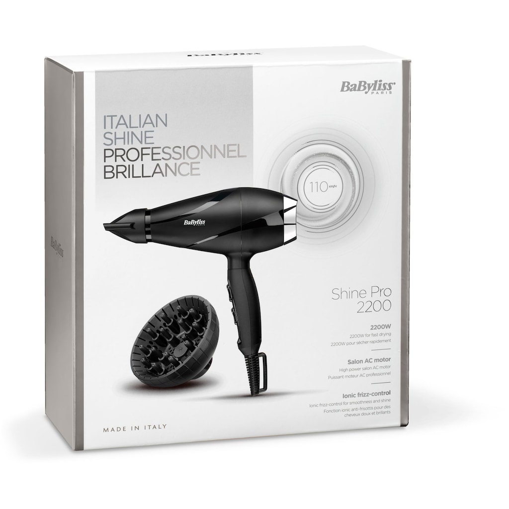 BaByliss Ionic-Haartrockner »6713DE Pro Shine«, 2200 W, 2 Aufsätze, AC Haartrockner mit Diffusor