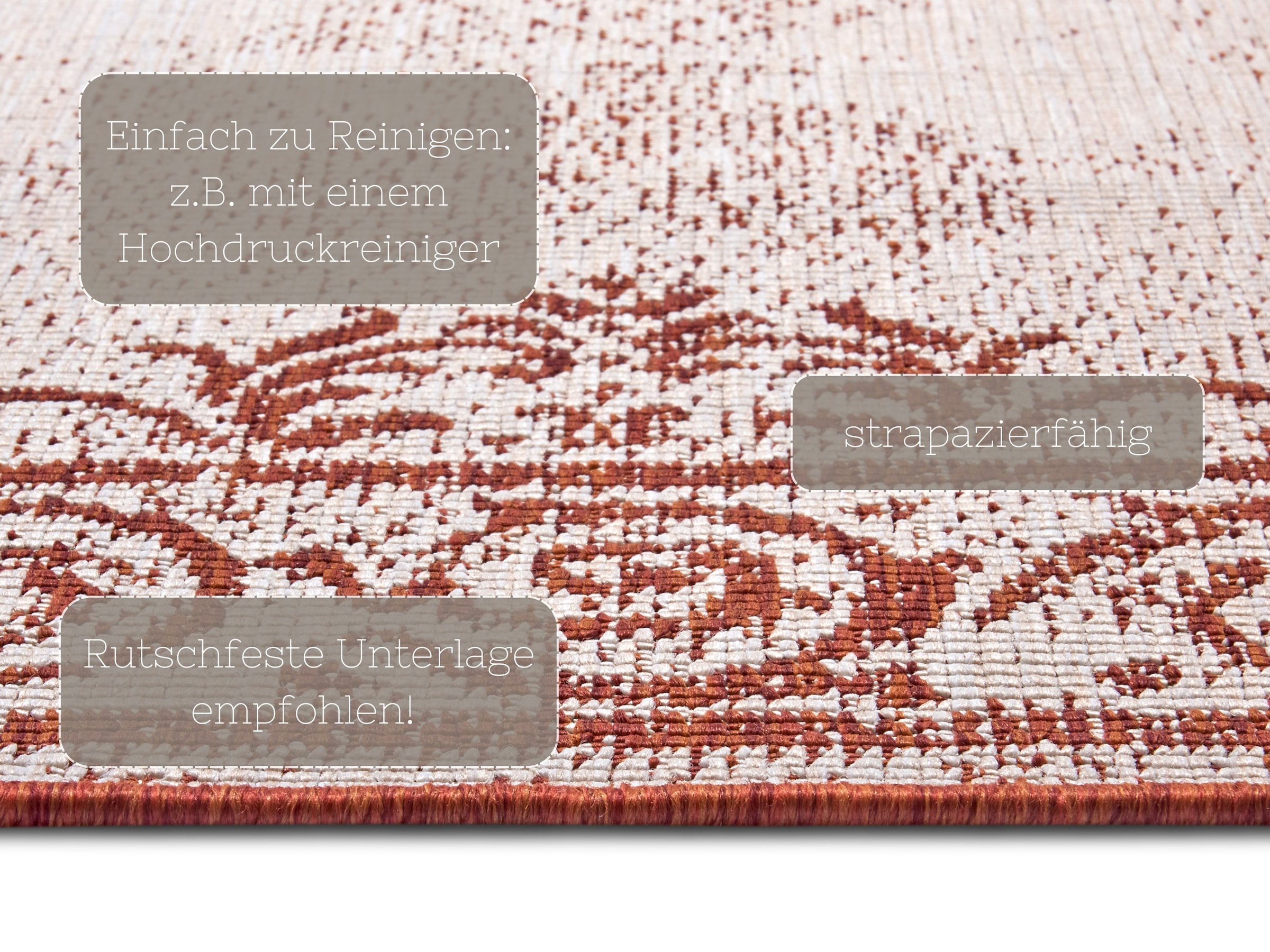 NORTHRUGS Teppich »CEBU Wendeteppich«, rechteckig, 5 mm Höhe, In-& Outdoor, Wetterfest, Balkon, Wohnzimmer, Wasserfest, Orientalisch