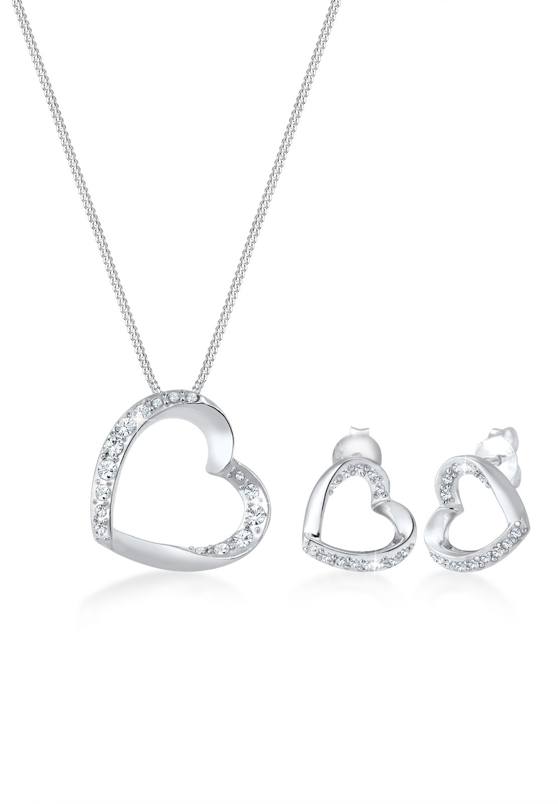 Elli Schmuckset »Herz Verbundenheit Kristalle Silber«